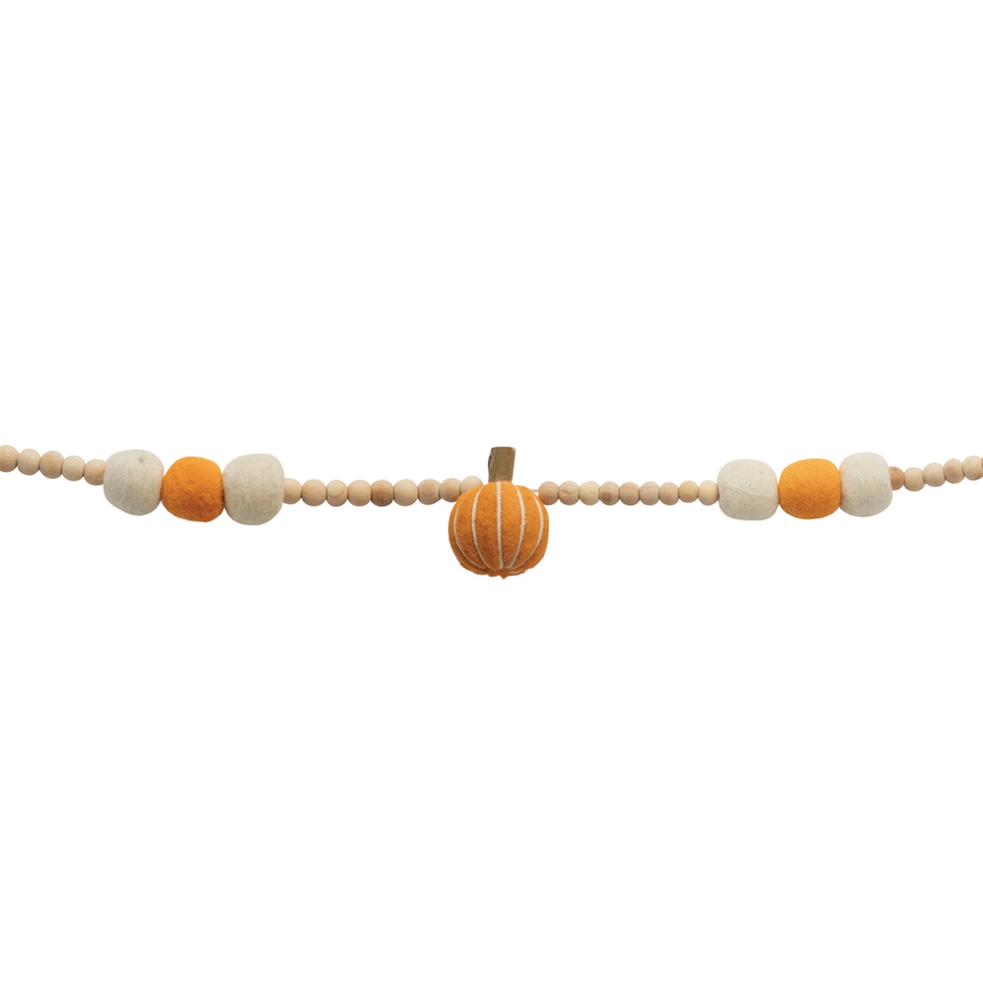 Mini Pumpkin Garland 48”L Wood/Wool