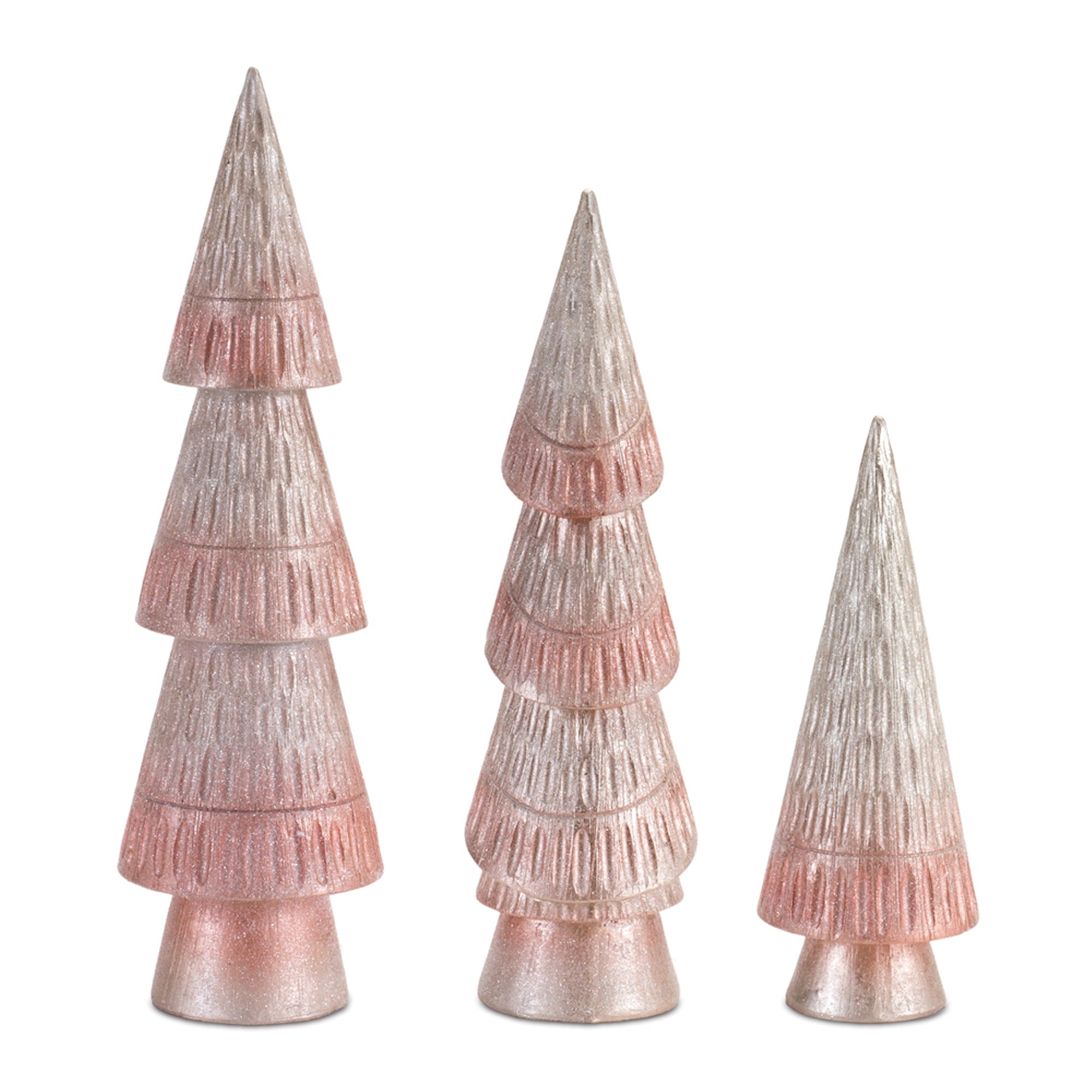 Blush Pink Etched Pine Tree (Set of 3)
