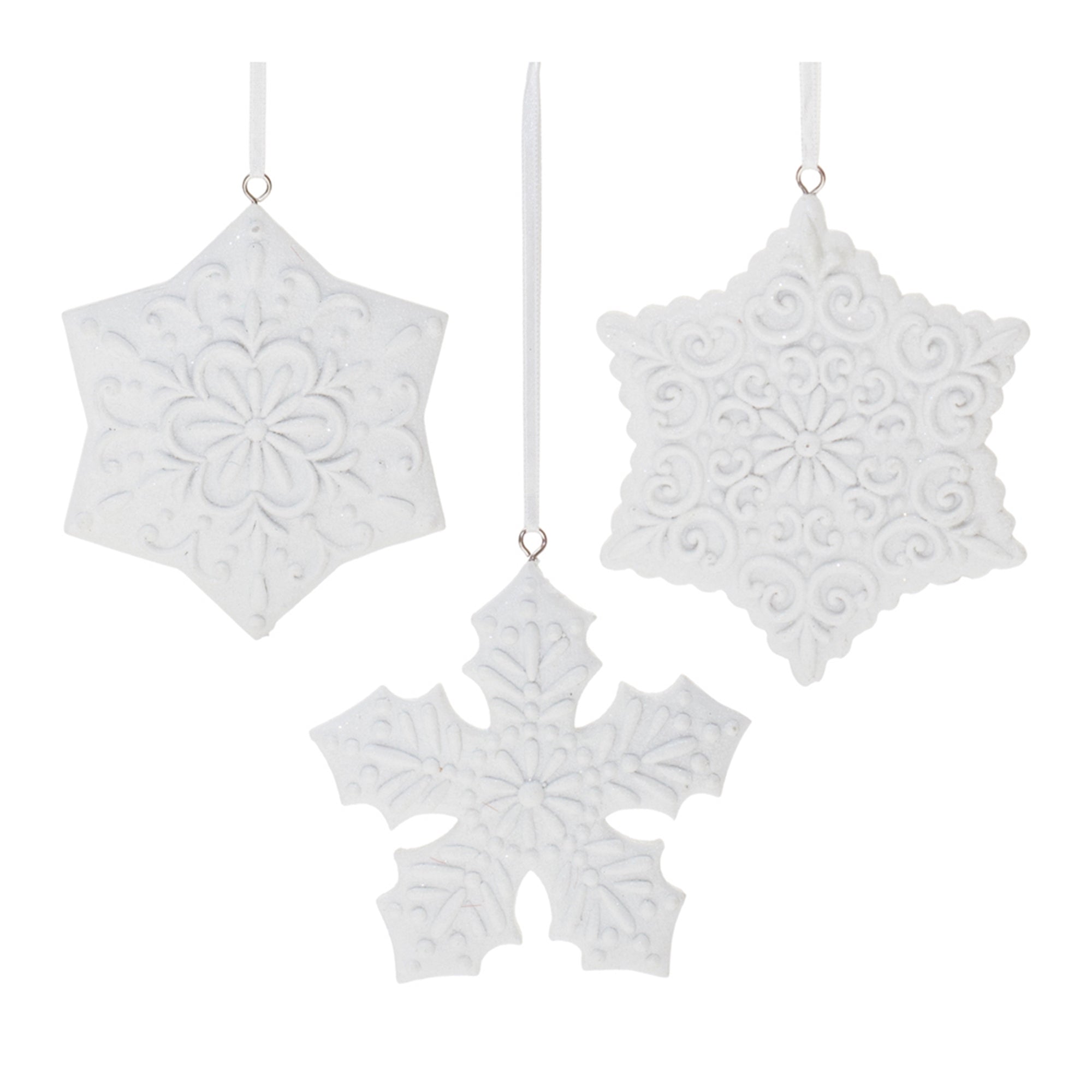 Snowflake Ornament (3 Asst) 4"H, 4.25"H, 4.5"H Resin