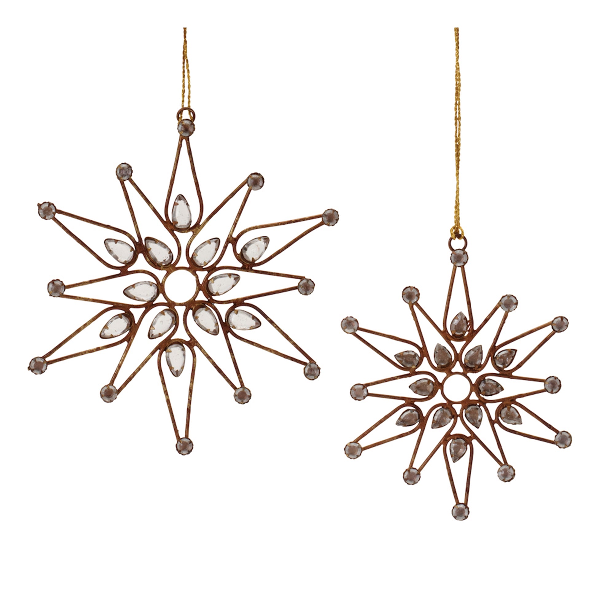 Snowflake Ornament (Set of 2) 6"H, 7"H Iron/Beads