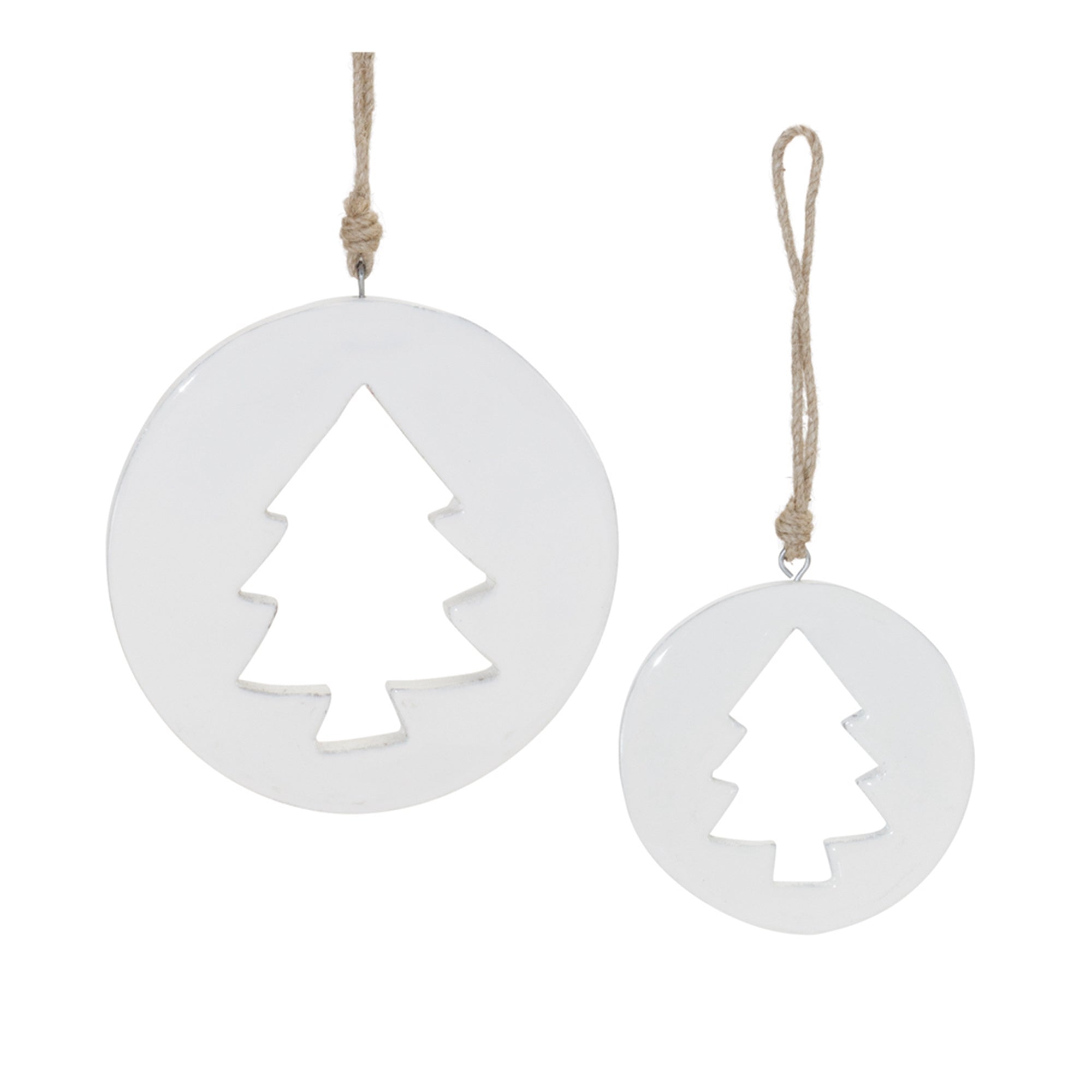Tree Cut-Out Ornament (Set of 2) 4.25"H, 6"H Wood