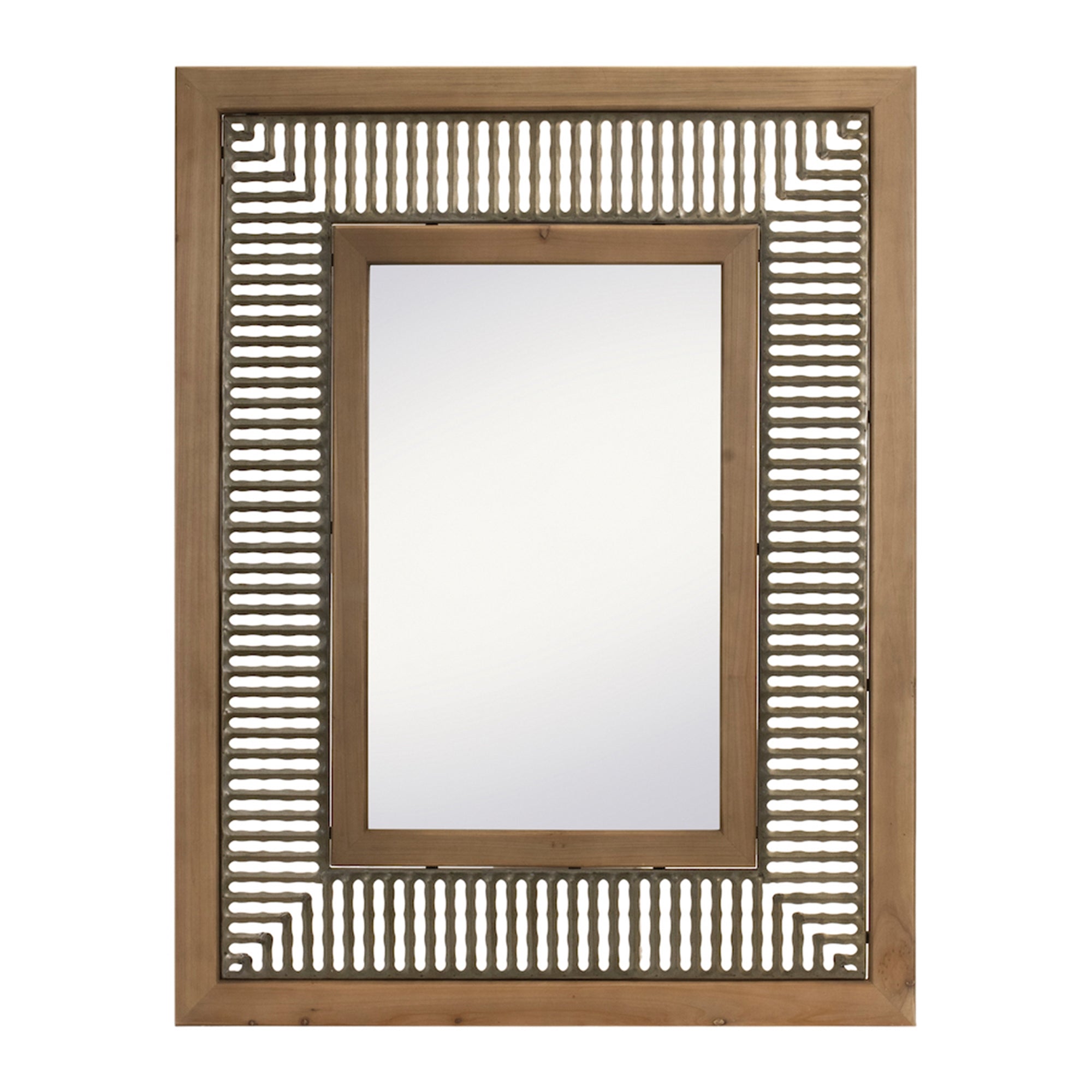 Wall Mirror 27.5" x 35.5" Wood/Iron/Glass