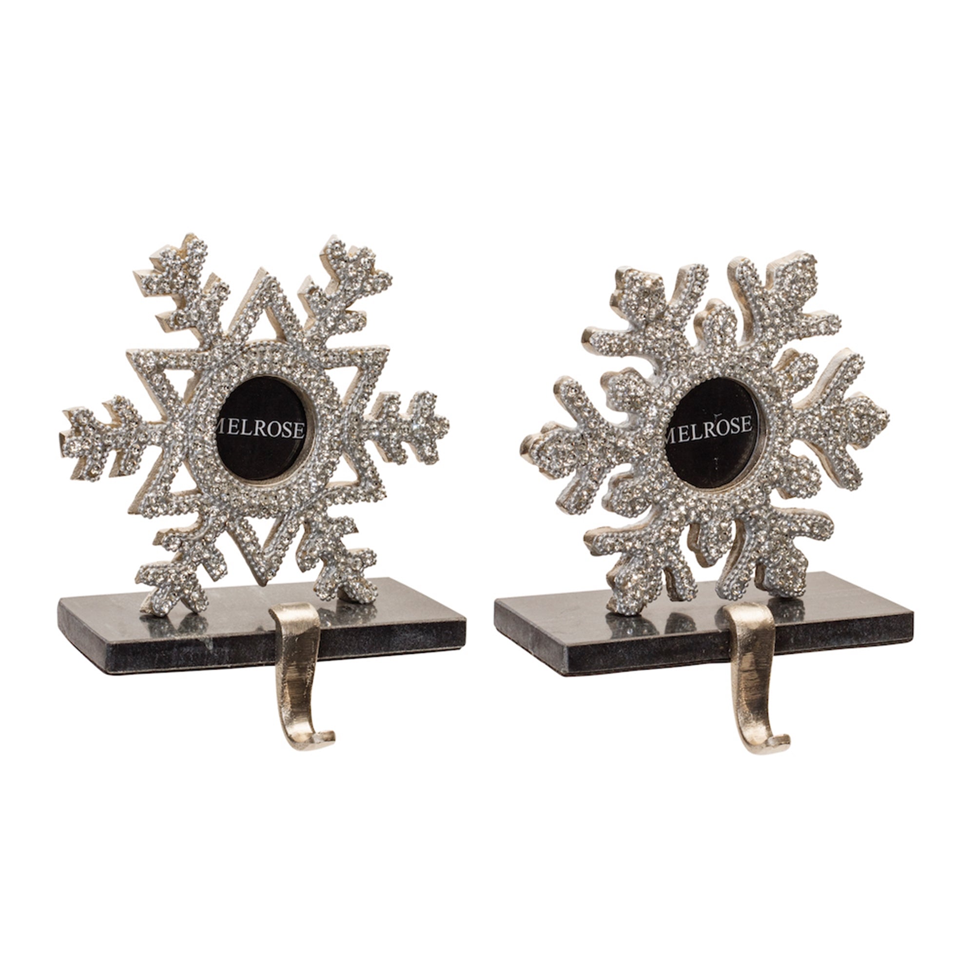 Photo Stocking Holder (2 Asst) 7"H, 8"H Aluminum/Marble (Photo Opening is 1.75")