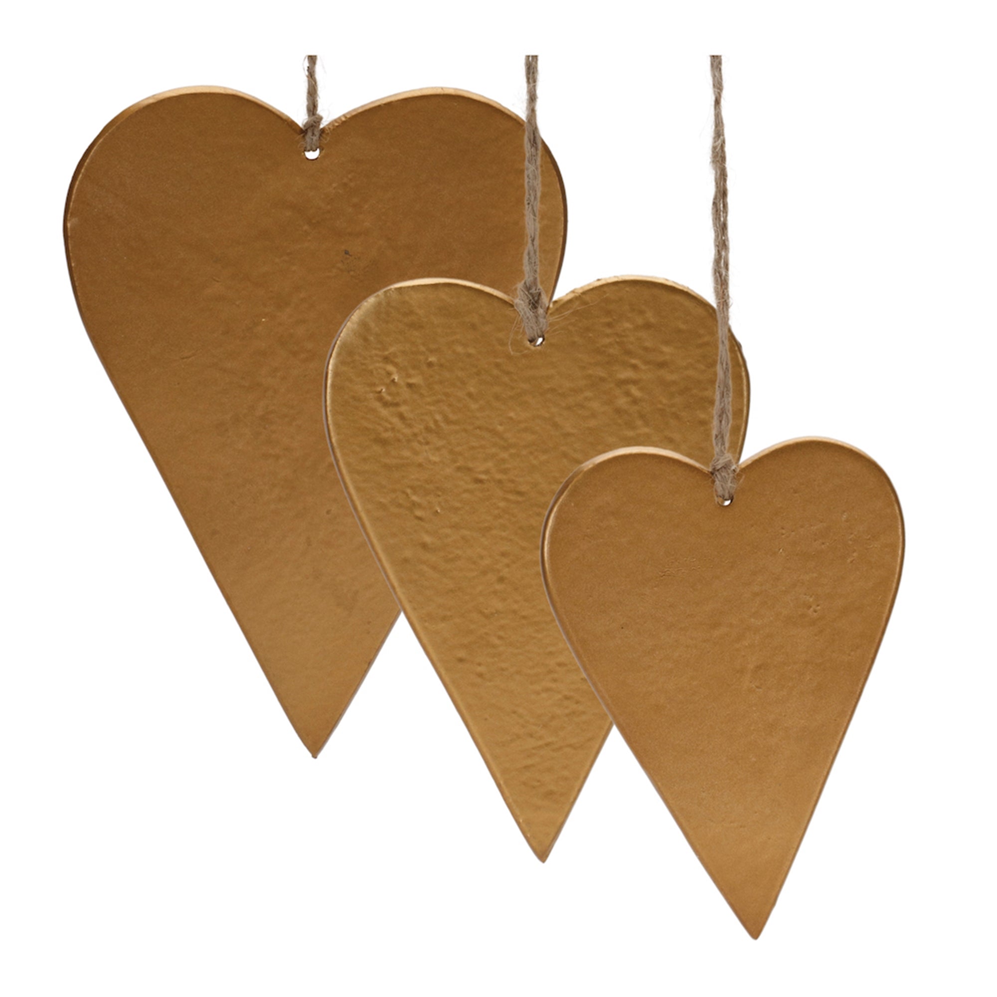 Gold Metal Heart Ornament (Set of 12)