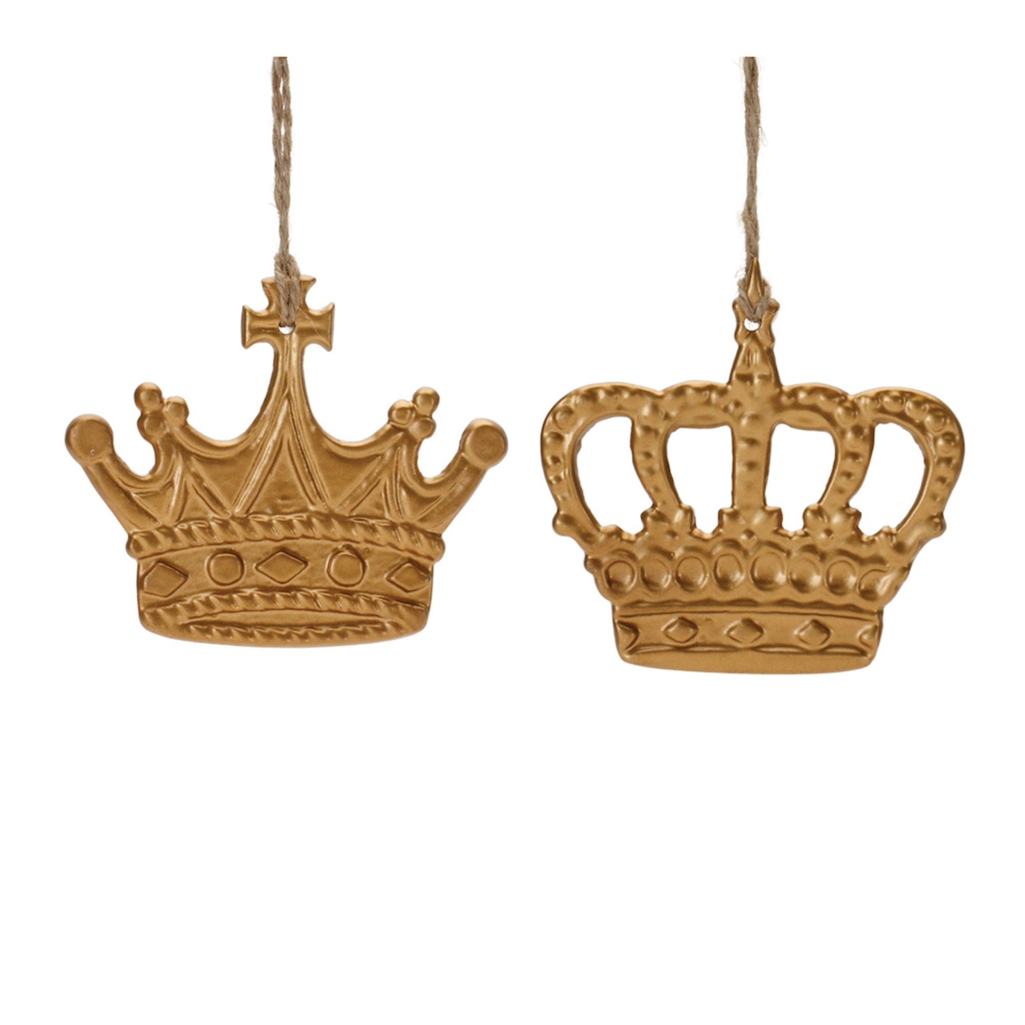 Crown Ornament (2 Asst) 3"H, 3.5"H Aluminum