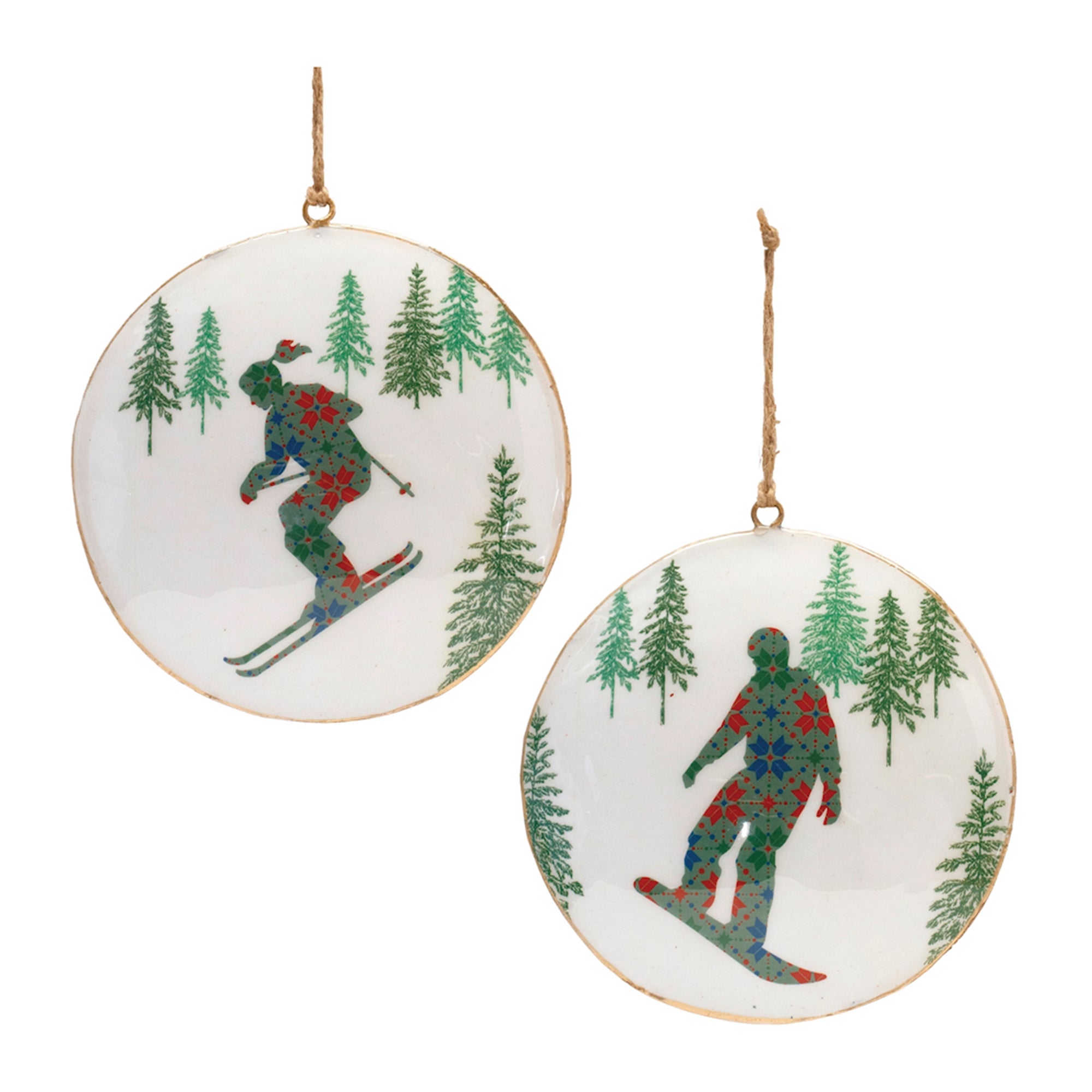 Ski and Snowboard Disc Ornament (2 Asst) 6”H Iron