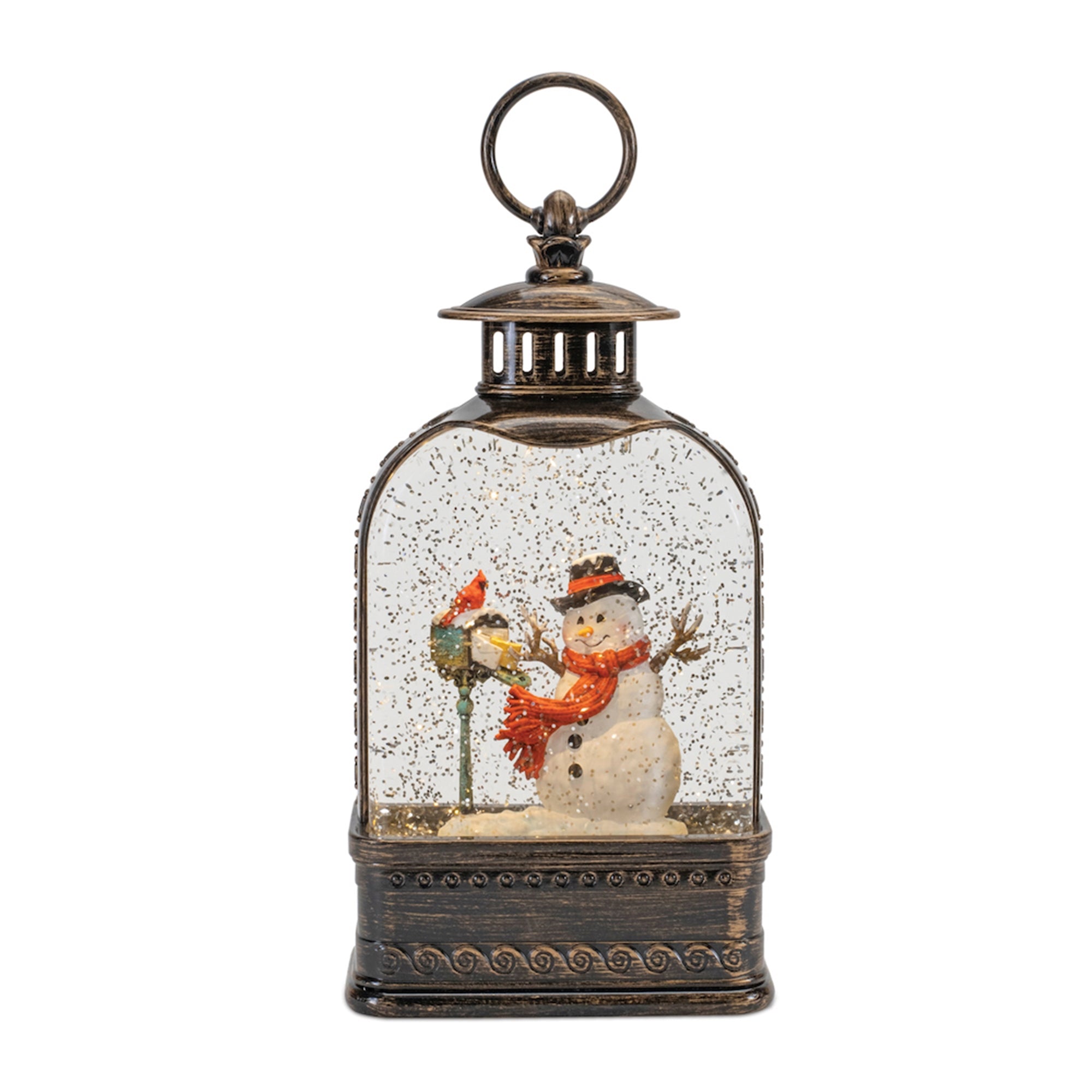 LED Snow Globe w/Snowman 9.75”H 6 Hr Timer 3 AA Batteries, Not Included or USB Cord Included
