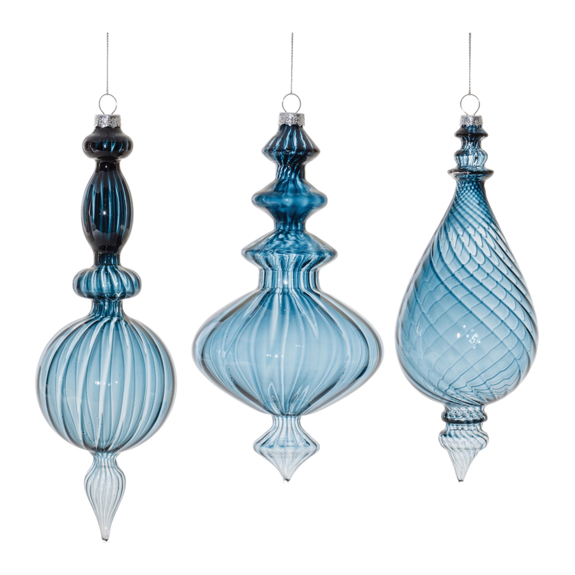 Drop Ornament (3 Asst) 9"H, 10.25"H Glass