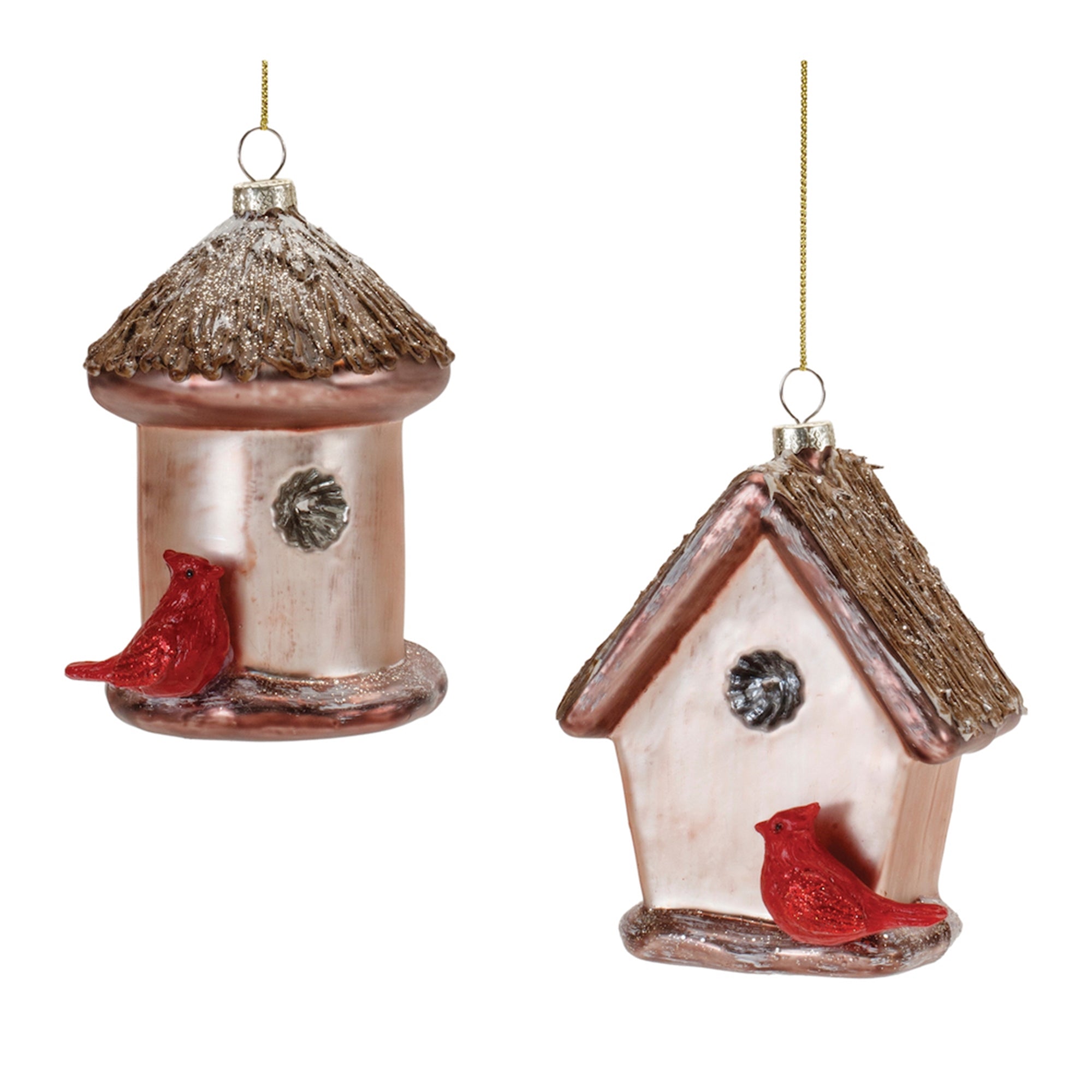 Birdhouse Ornament (2 Asst) 5”H Glass