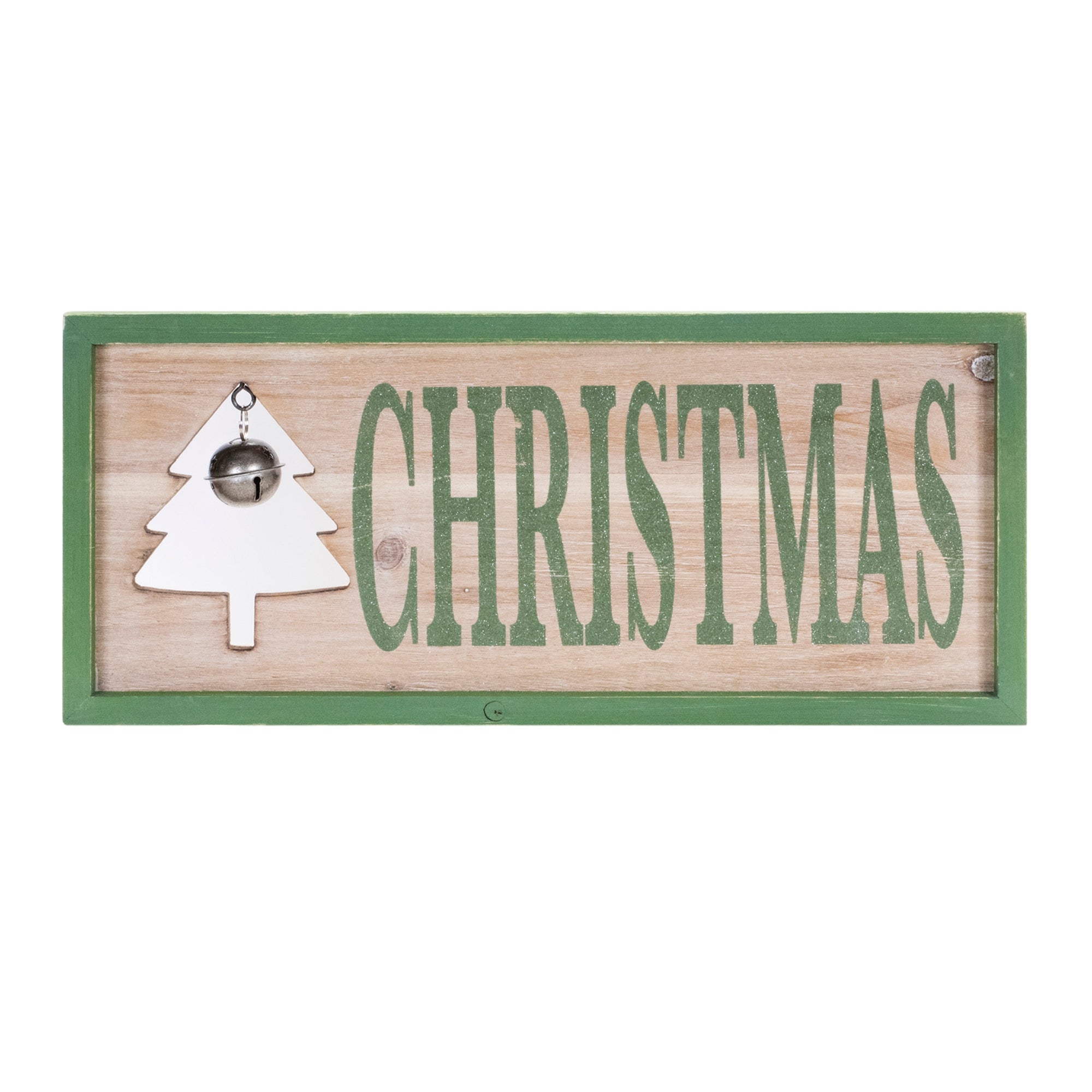 Christmas Frame w/Bell 18"L x 7.75"H Wood/Wood