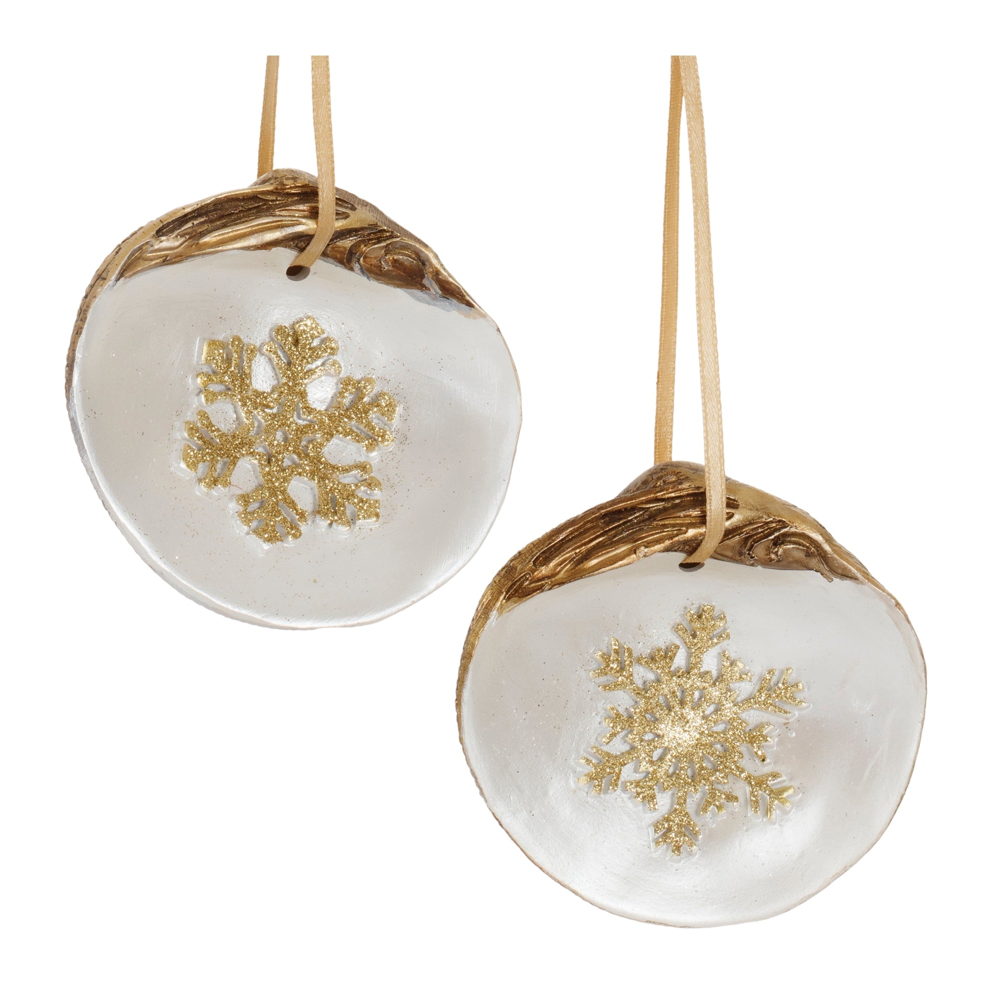 Clam Shell/Snowflake Ornament (2 Asst) 3”H Resin