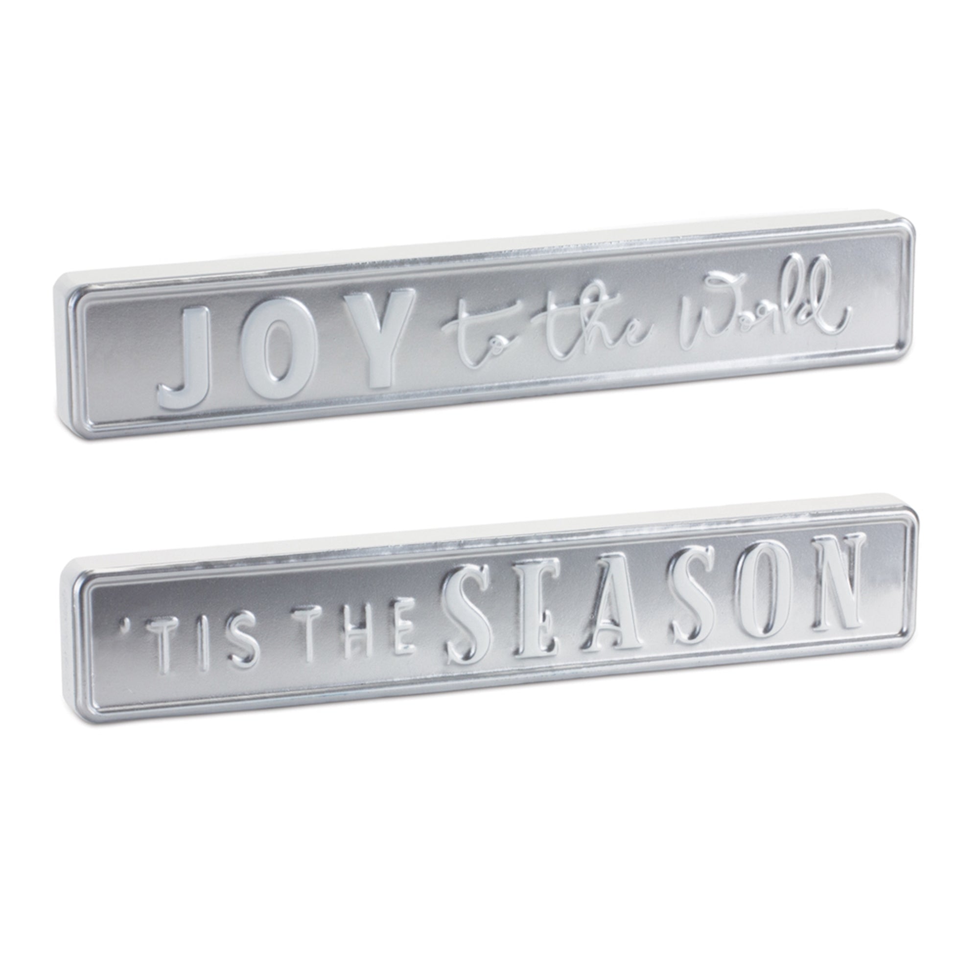 Joy To The World and Tis The Season Sign (2 Asst) 12"L x 2"H Wood/Iron