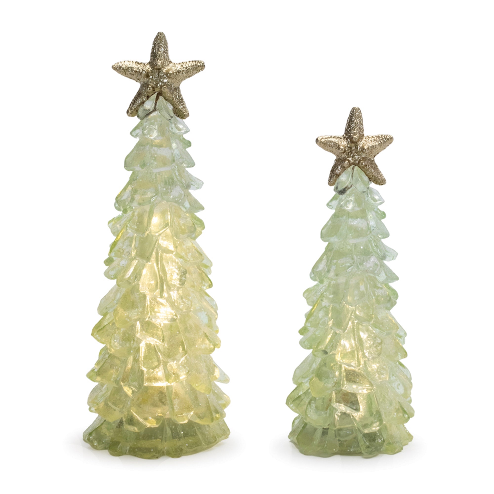 Tree (Set of 2) 10"H, 12"H Resin 3 AA Batteries, Not Included