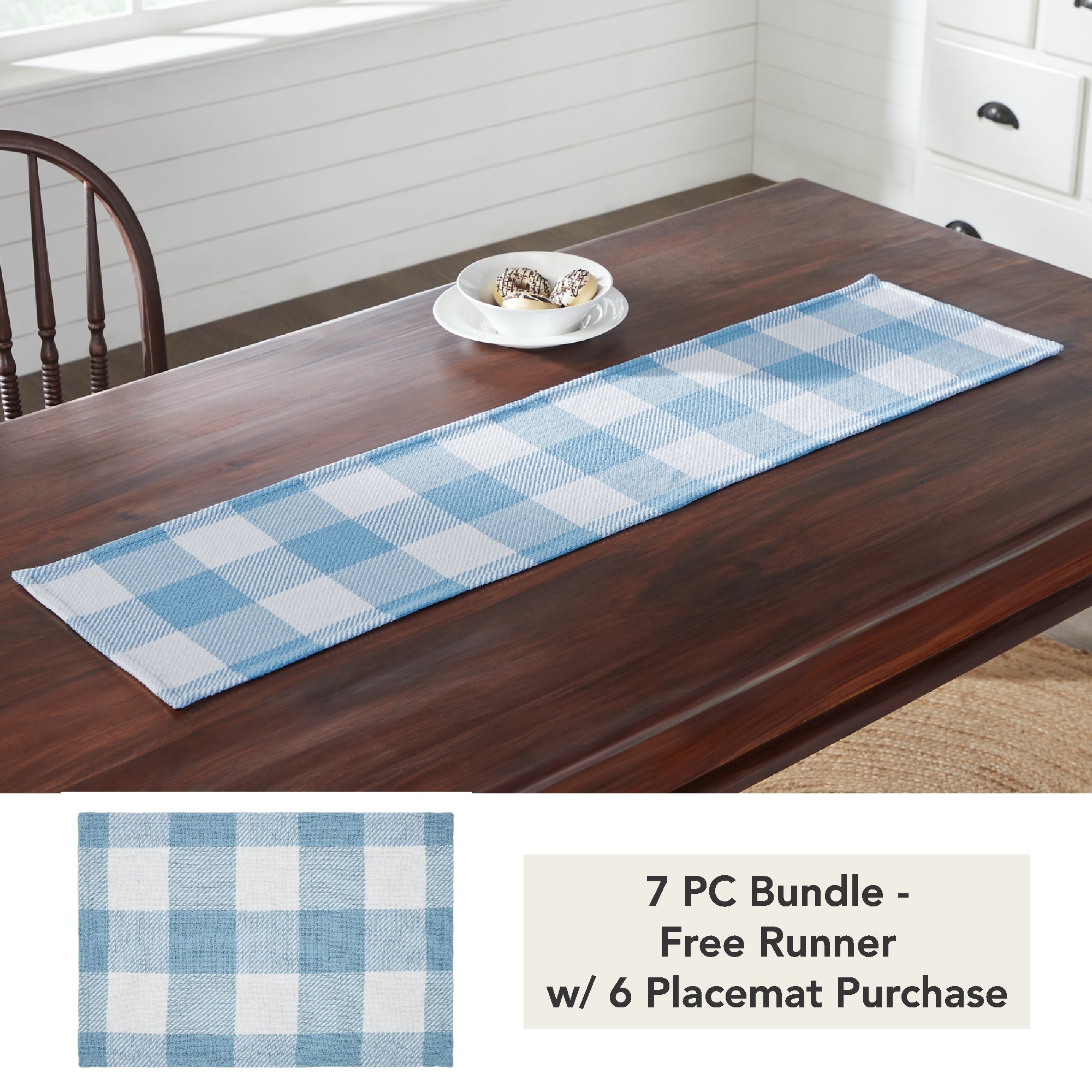 Annie Buffalo Check Blue Runner 12x48 (7 PC Bundle)
