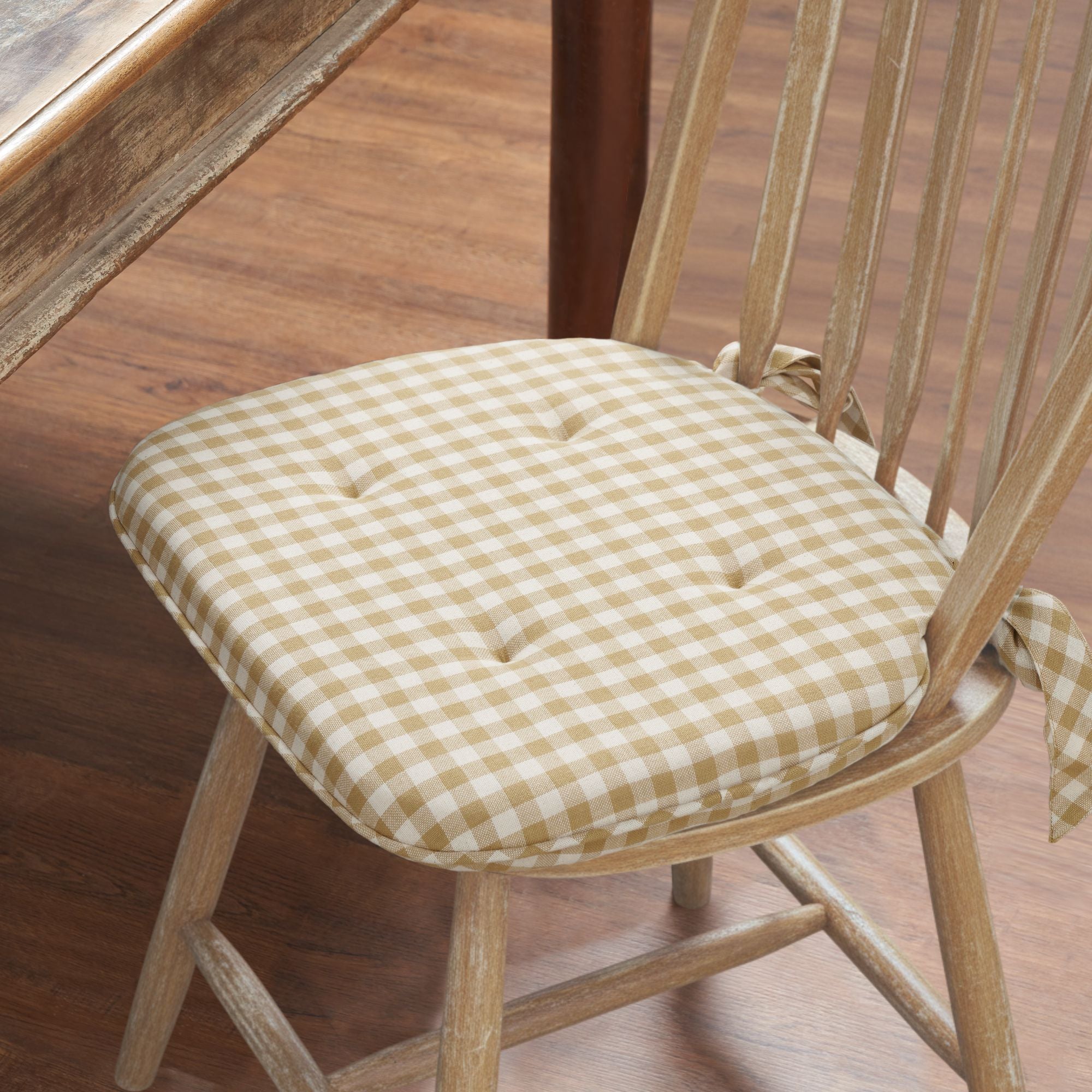 Golden Wheat Gingham Cotton Chair Pad