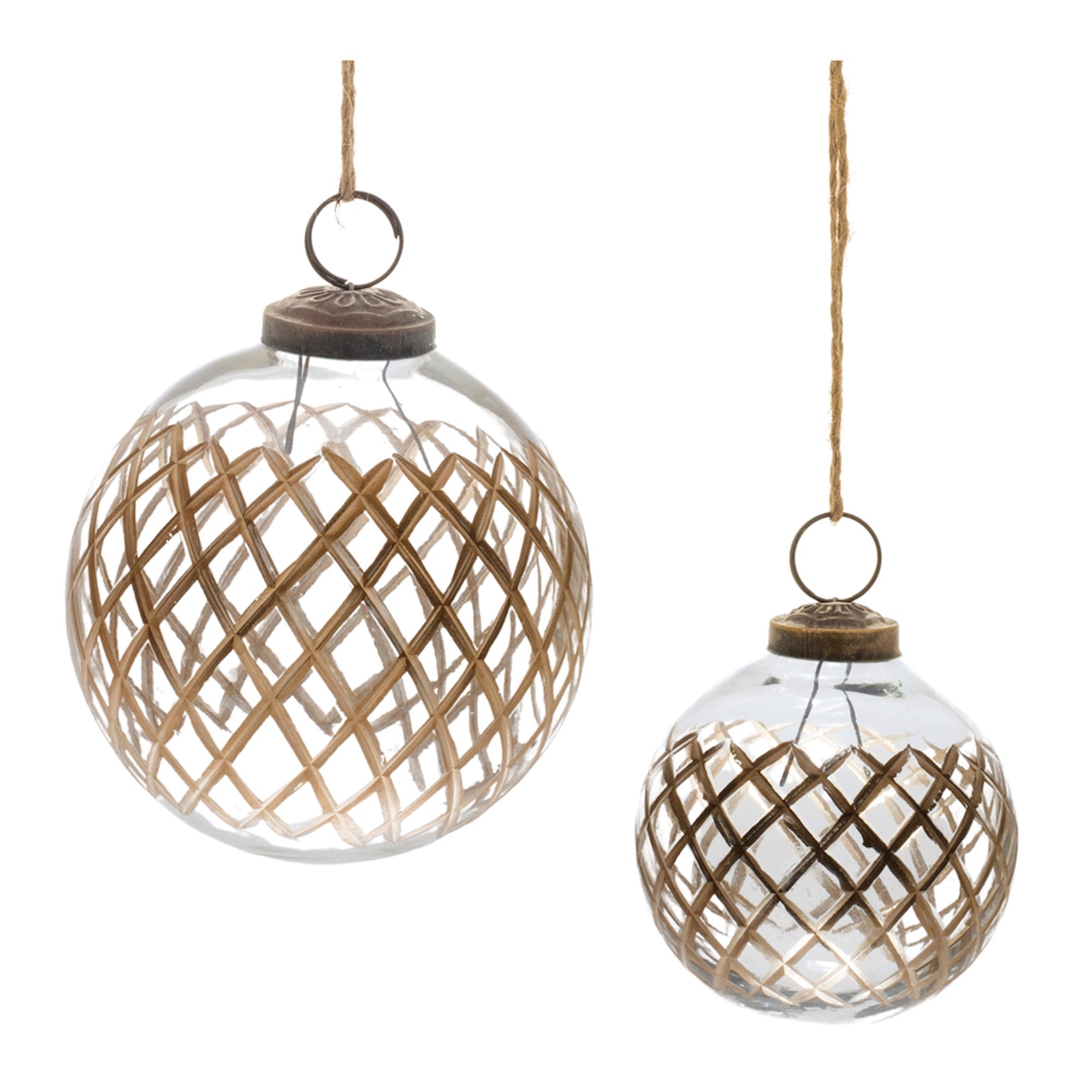 Ball Ornament (Set of 2) 3"D, 4"D Glass