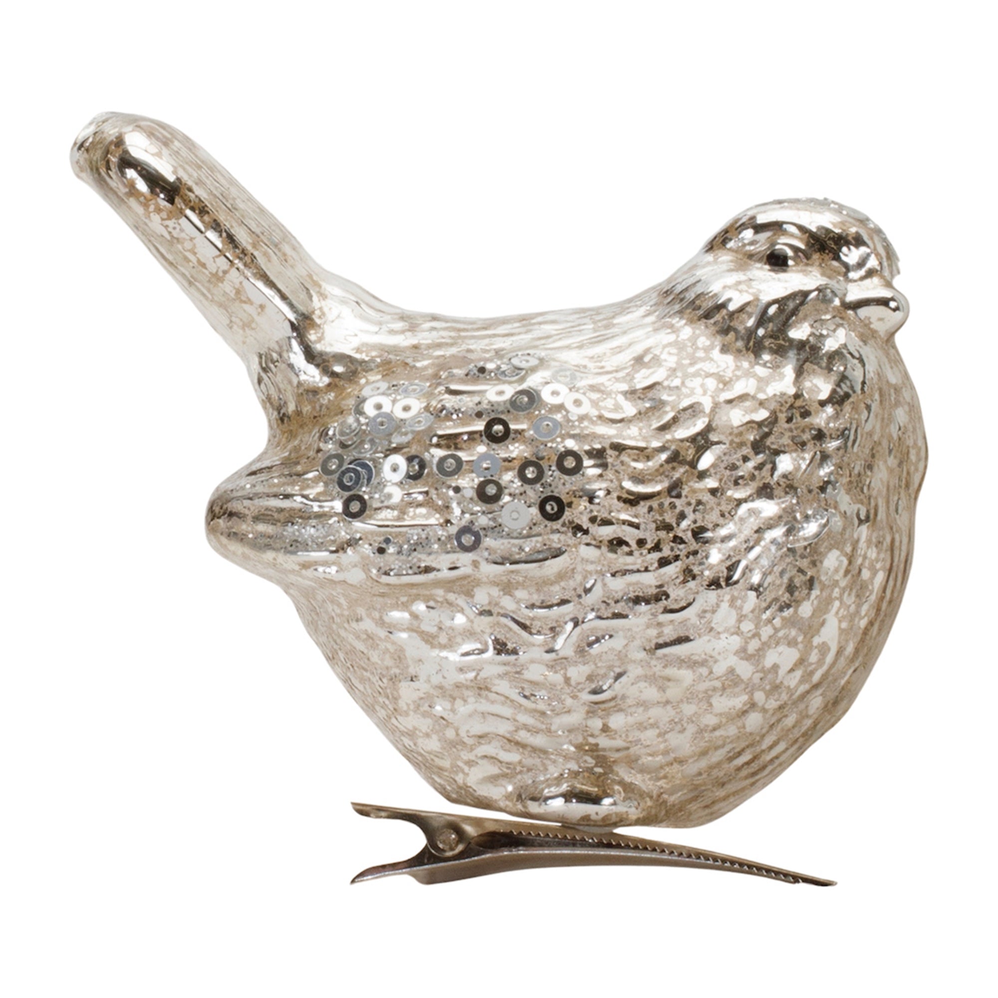 Bird Clip Ornament 3.75”H Glass