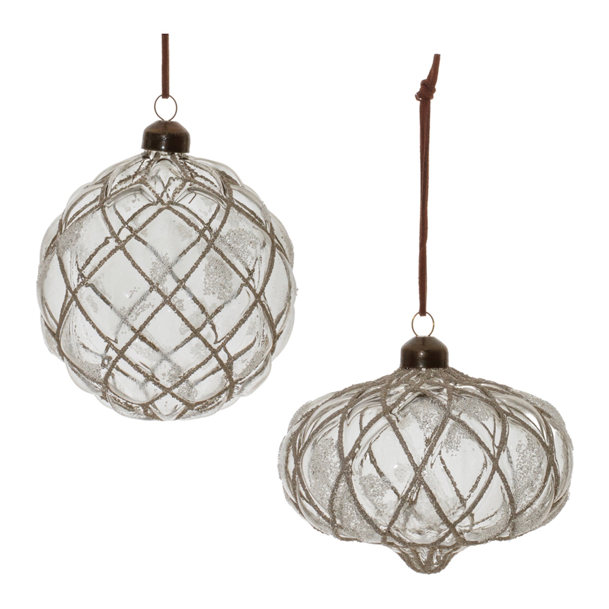 Ornament (2 Asst) 4"D, 4"H Glass