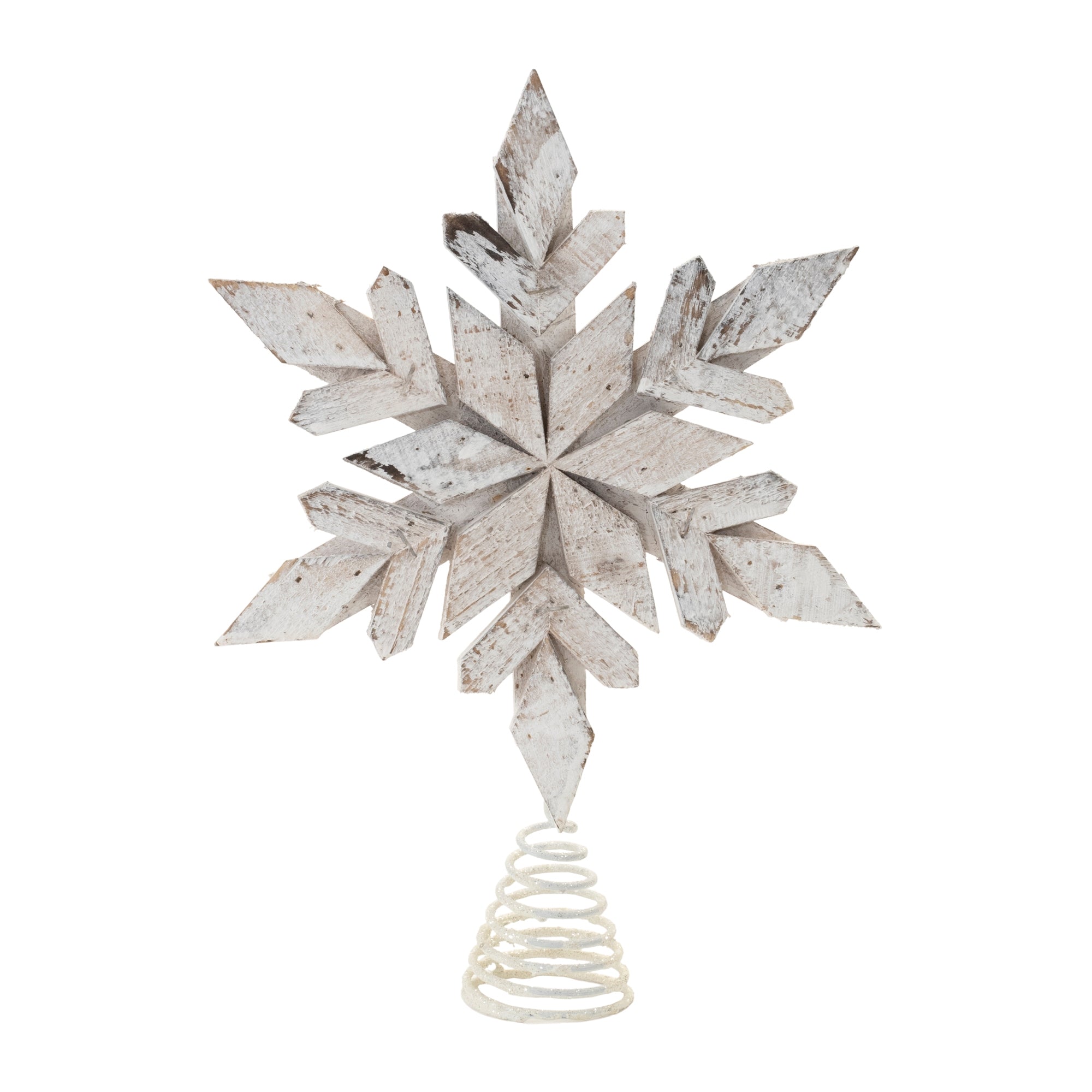 Snowflake Tree Topper 12”H Wood/Wire