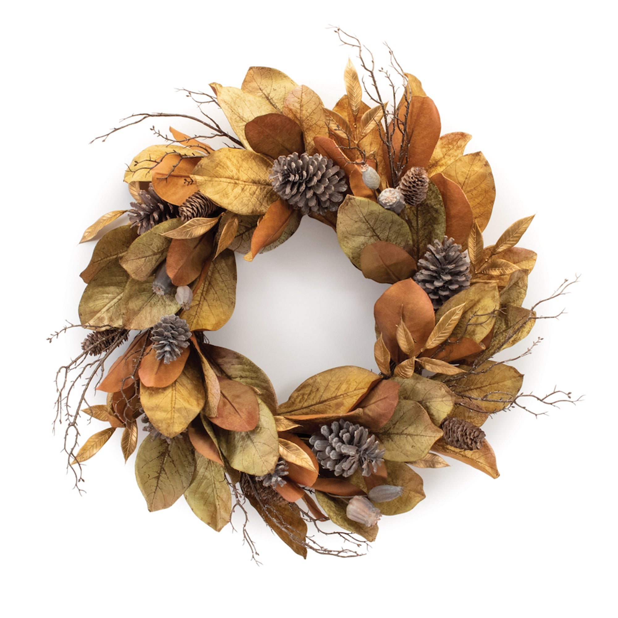 Magnolia Leaf Wreath 27.5”D Polyester