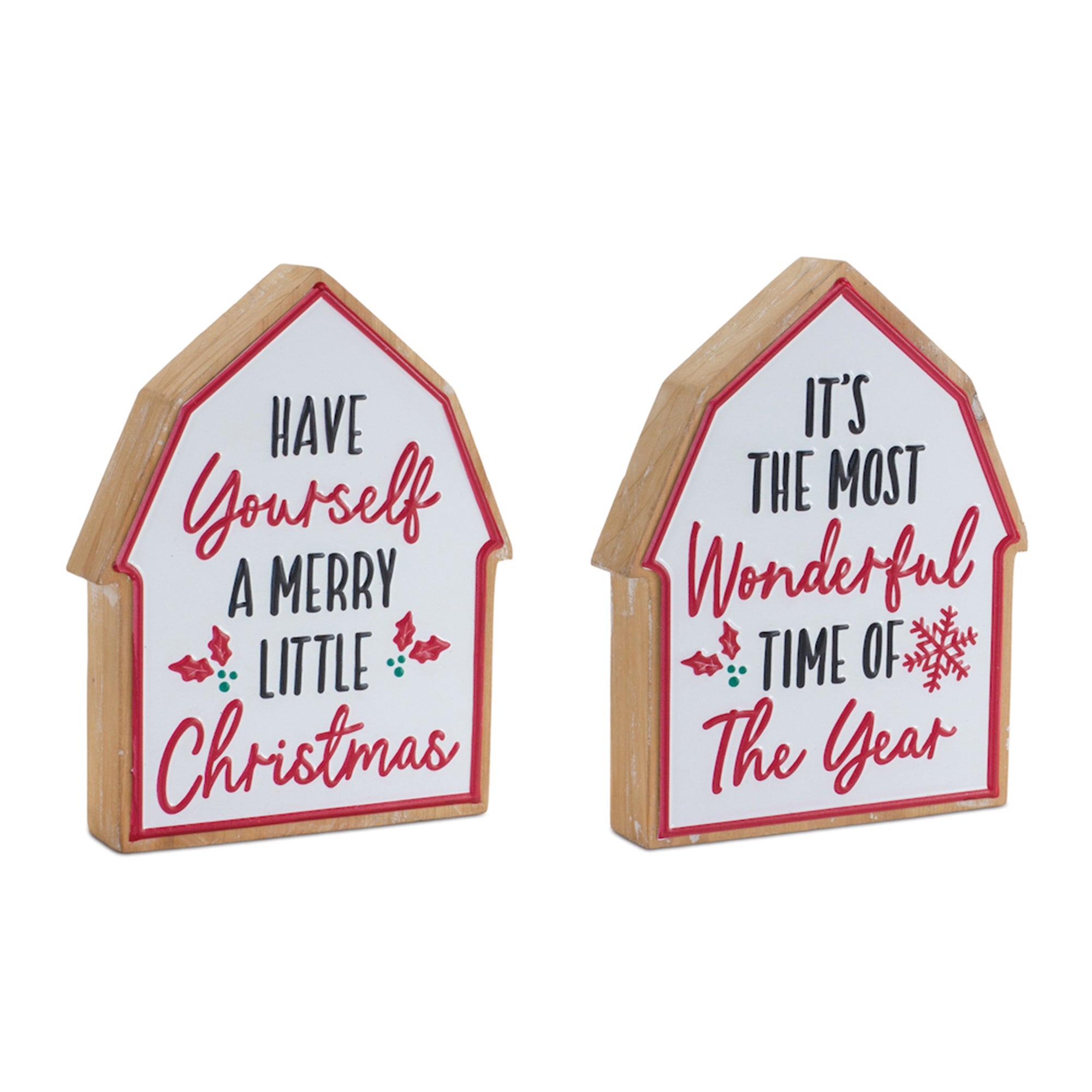 Christmas House Sign (2 Asst) 8”H Wood/Metal