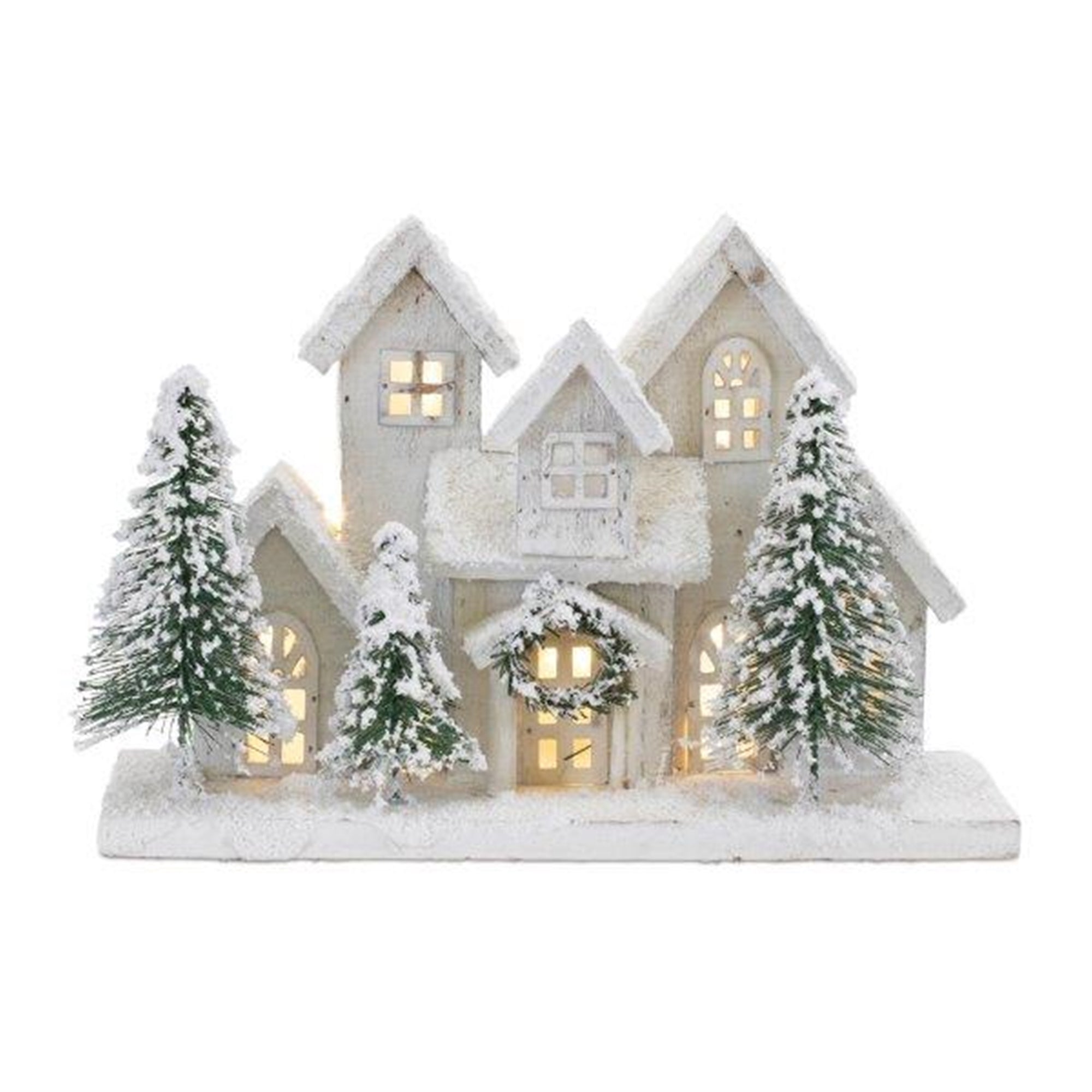 LED Houses 12.5"L x 8"H Wood 3 AA Batteries, Not Included or USB Cord Included