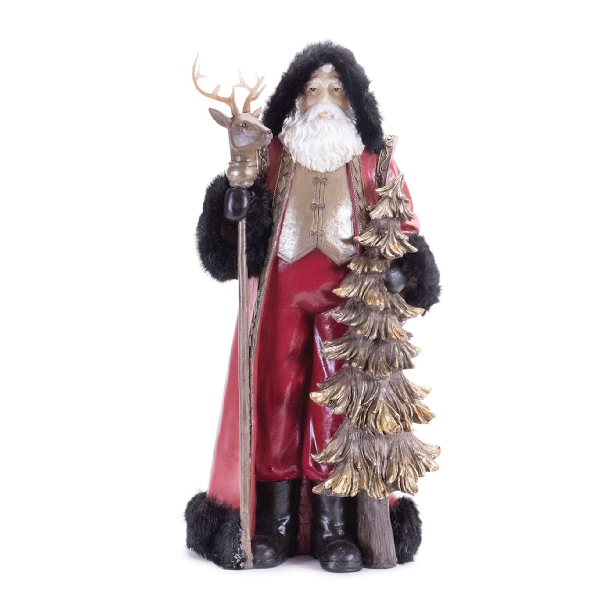 Santa w/Tree 19.5”H Resin