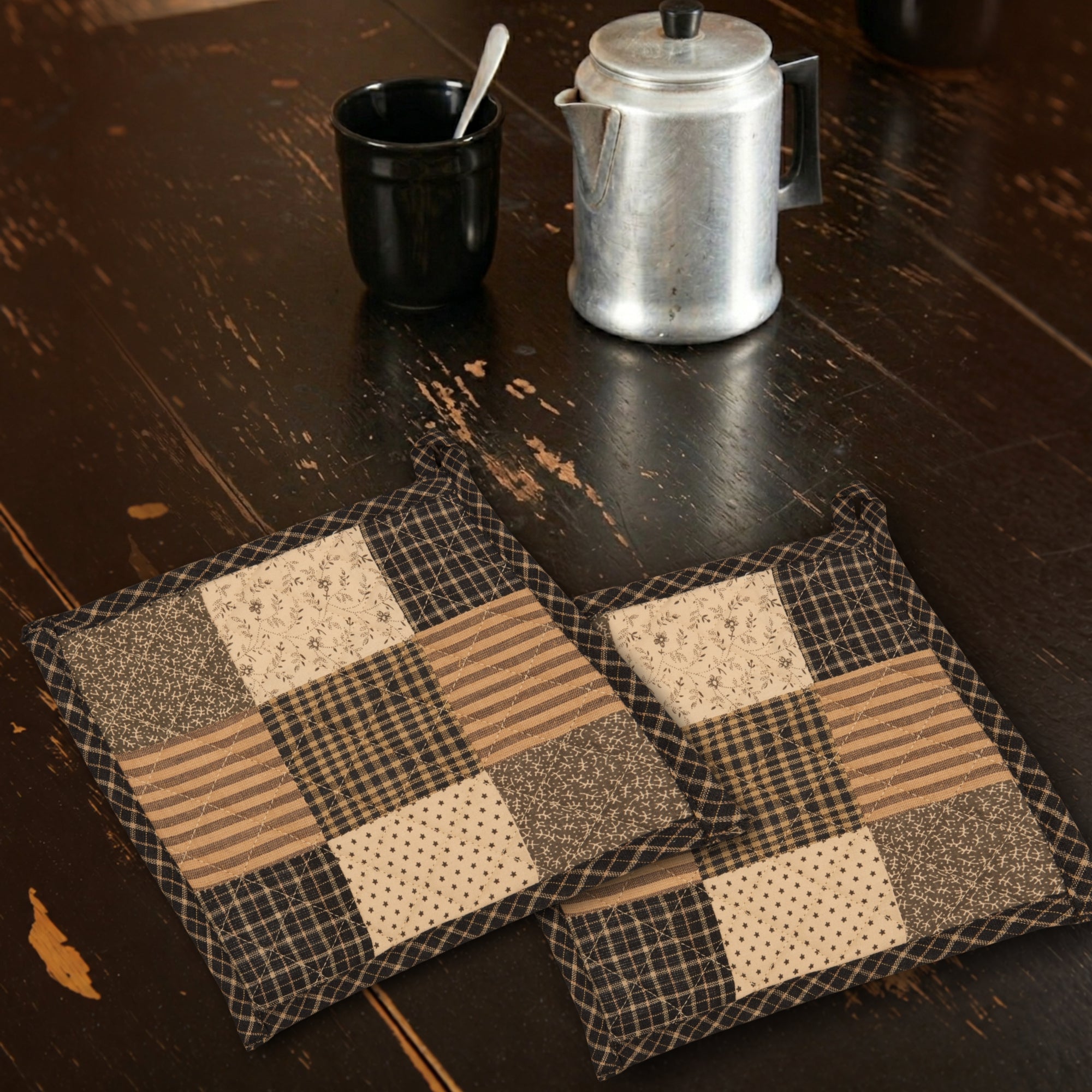 Kettle Grove Pot Holder Patchwork Blocks Set of 2 8x8