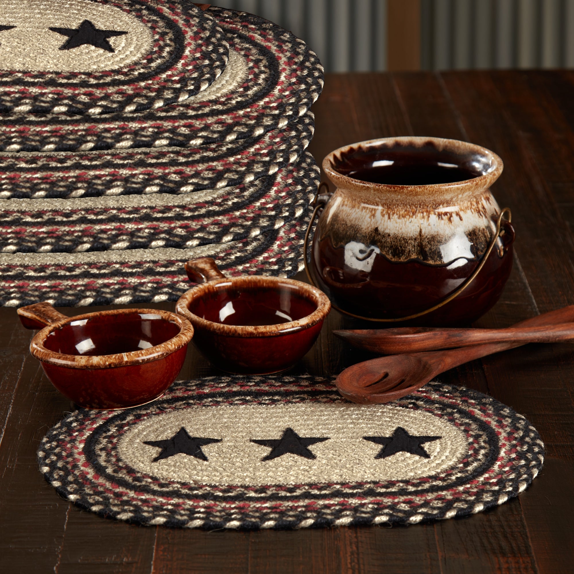 Colonial Star Jute Oval Placemat Set of 6 10x15