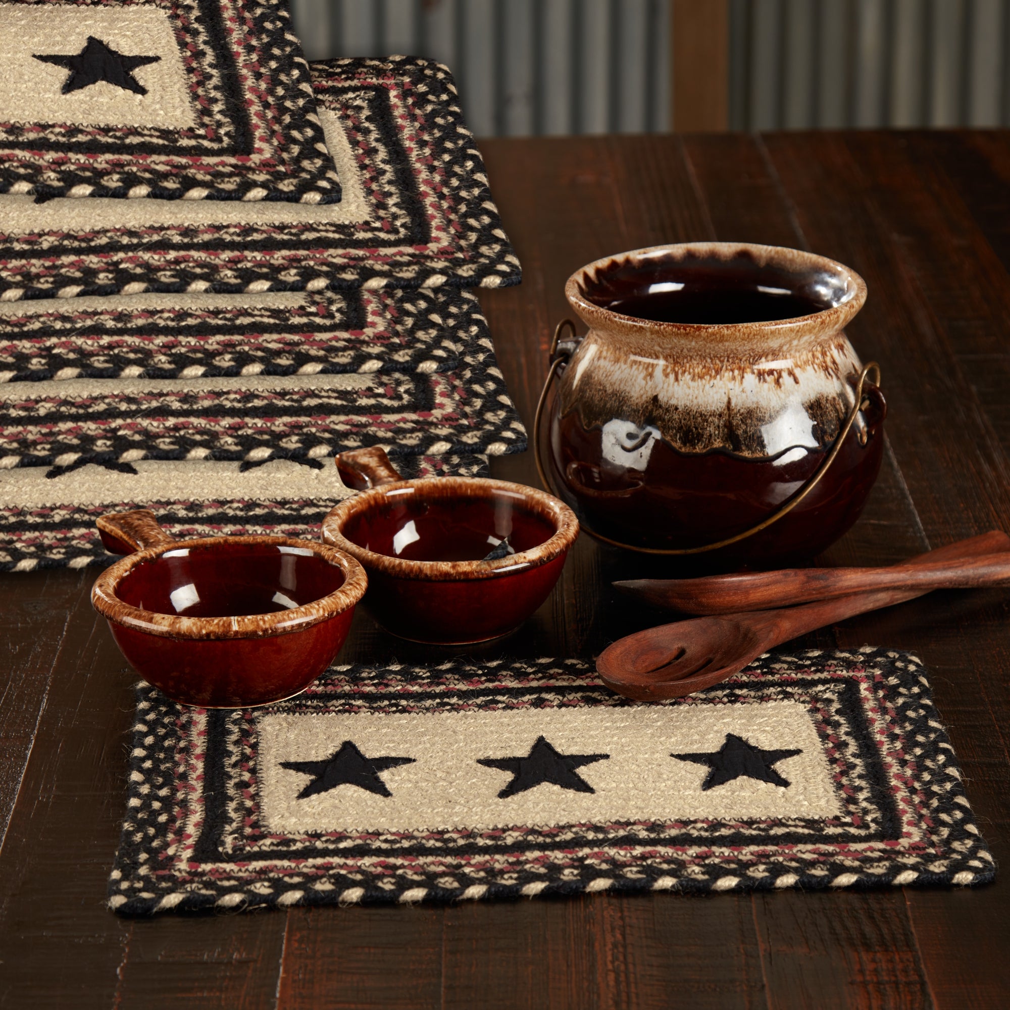 Colonial Star Jute Rect Placemat Set of 6 10x15