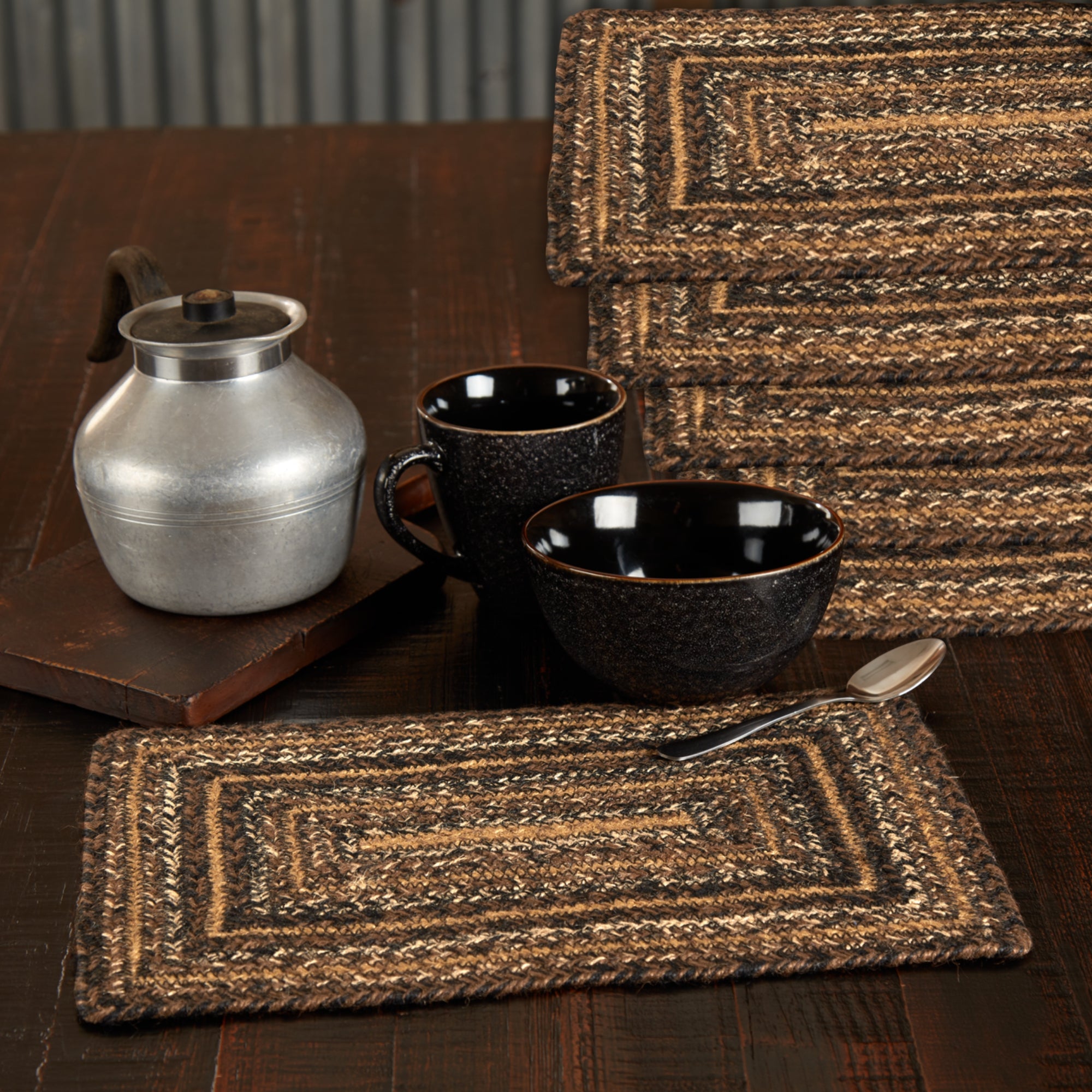 Espresso Jute Rect Placemat Set of 6 10x15