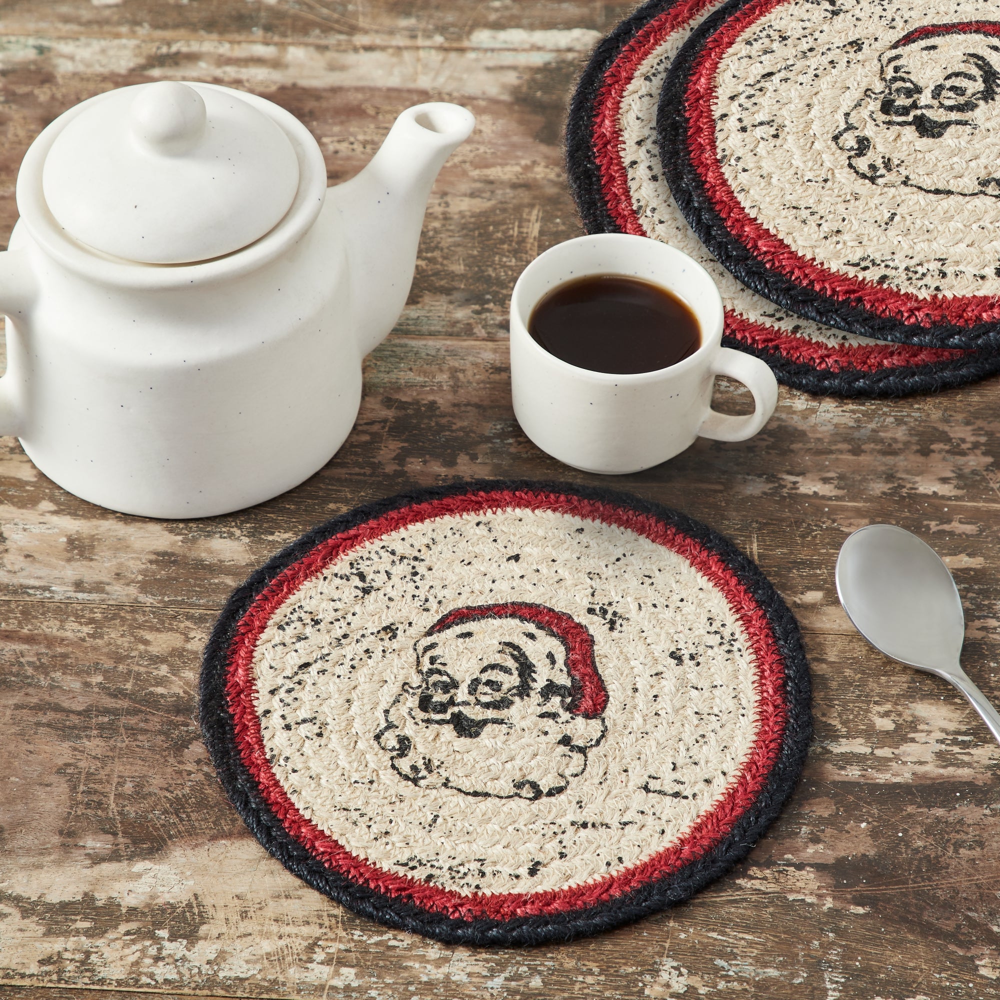 Jolly Ole Santa Jute Trivet Set of 3