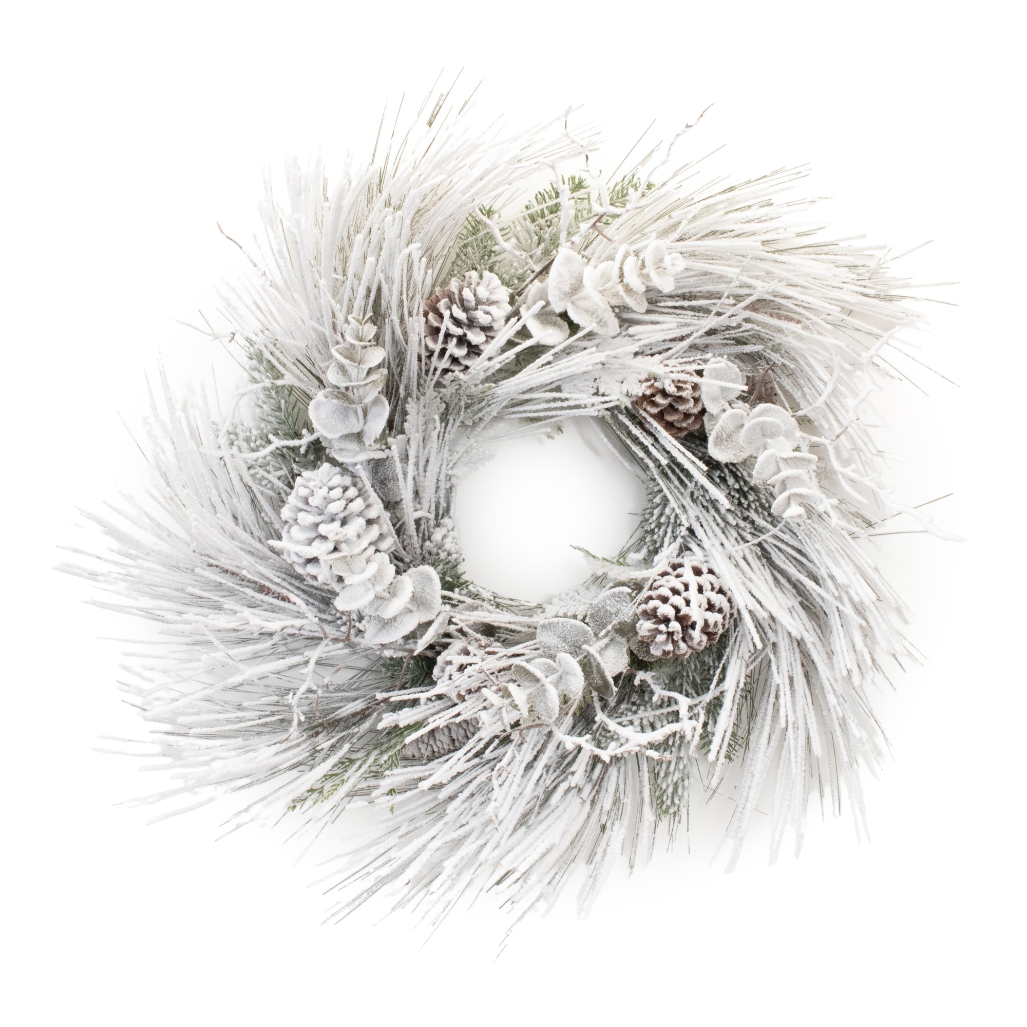 Flocked Mixed Pine Wreath 29”D PVC