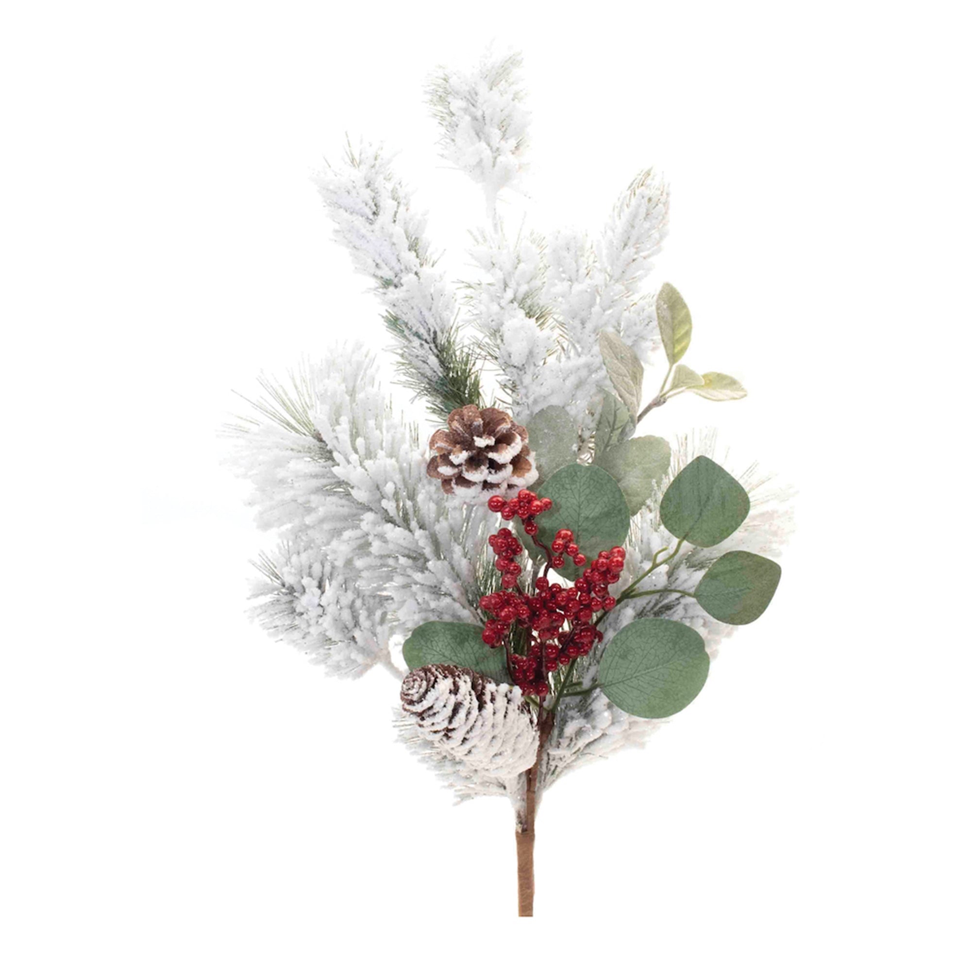 Flocked Pine w/Berries 27”H PVC