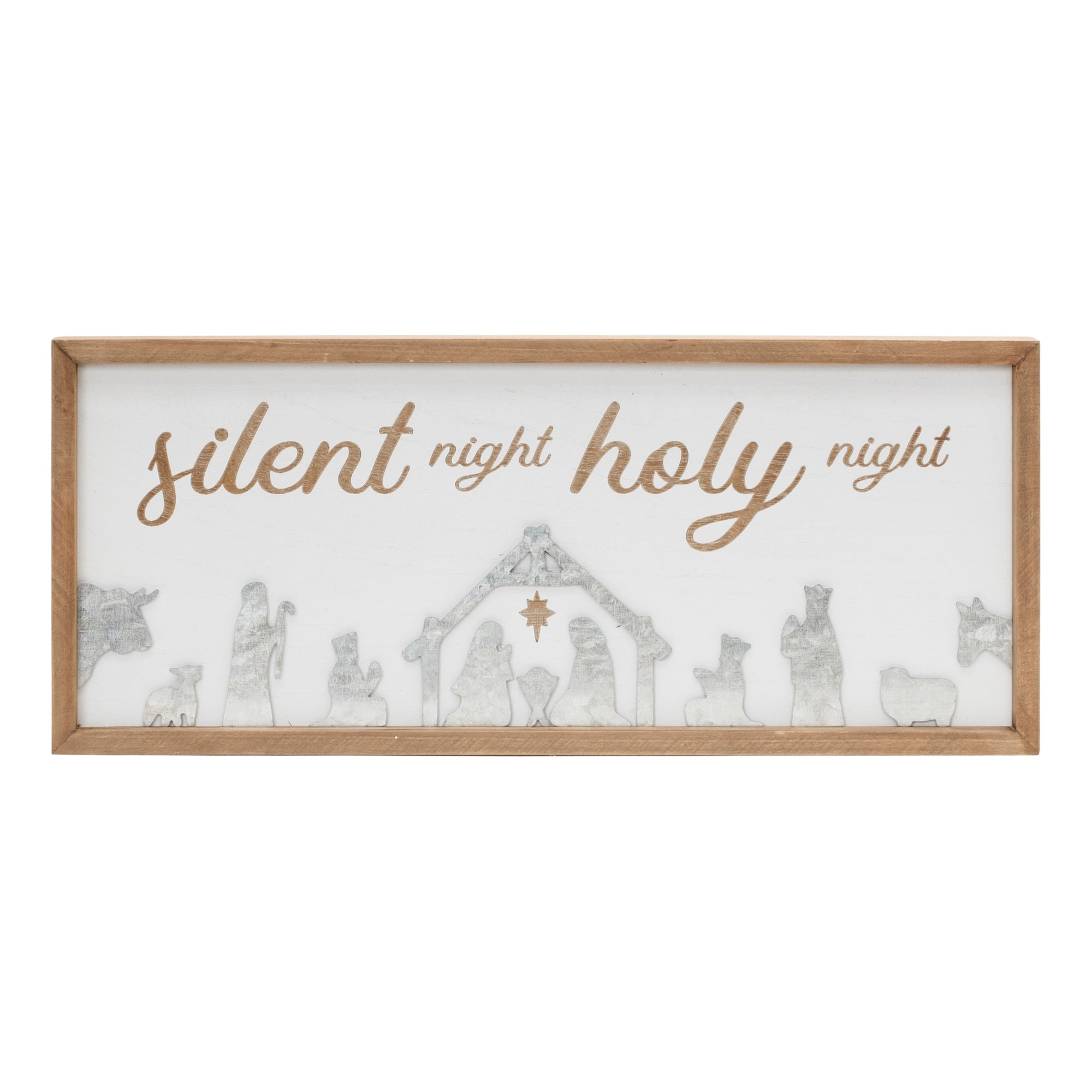 Silent Night Sign 19"L x 8"H Wood/Metal