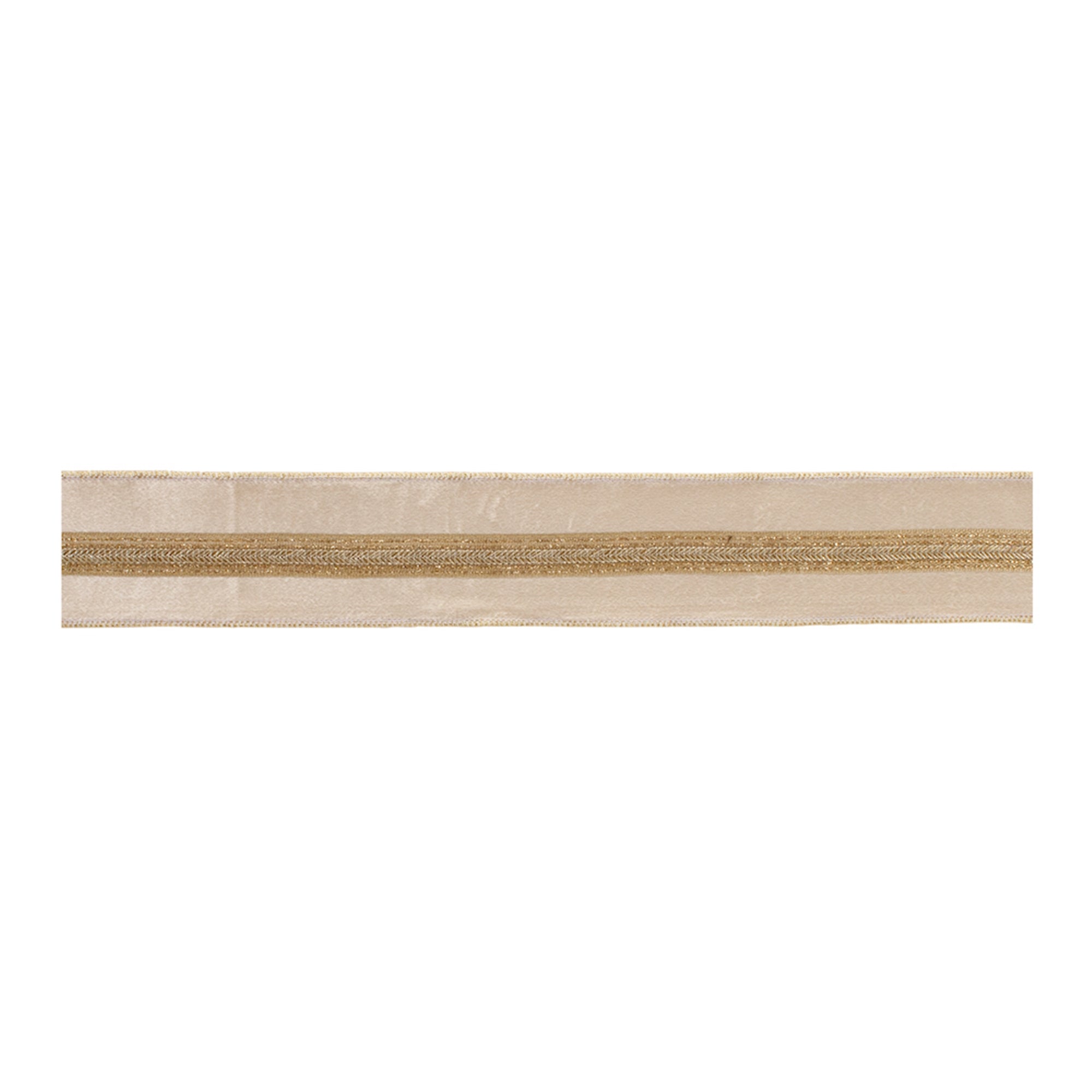Beige and Gold Stripe Wired Ribbon (Set of 2)