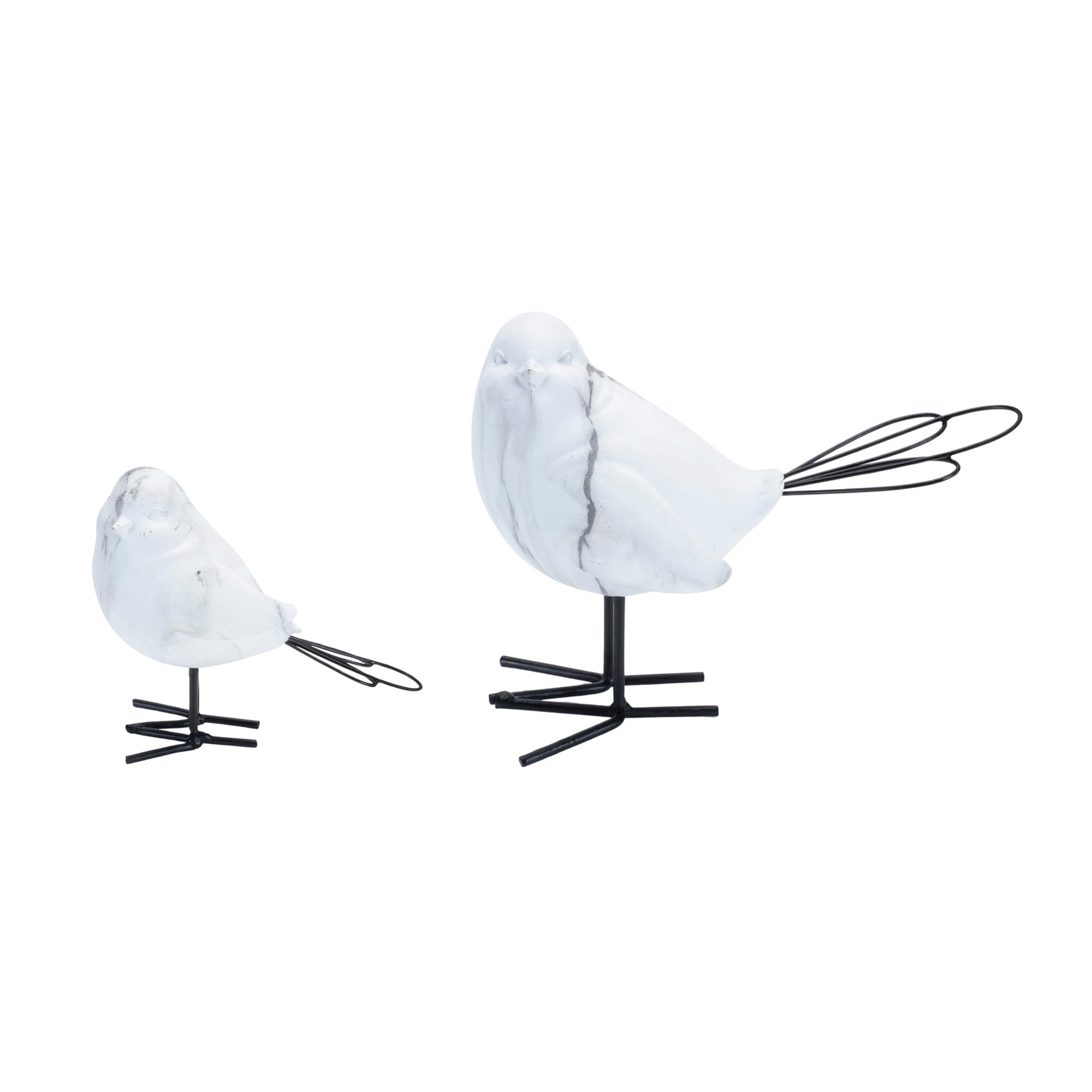 Bird (Set of 2) 3.75"H, 5.5"H Resin/Wire
