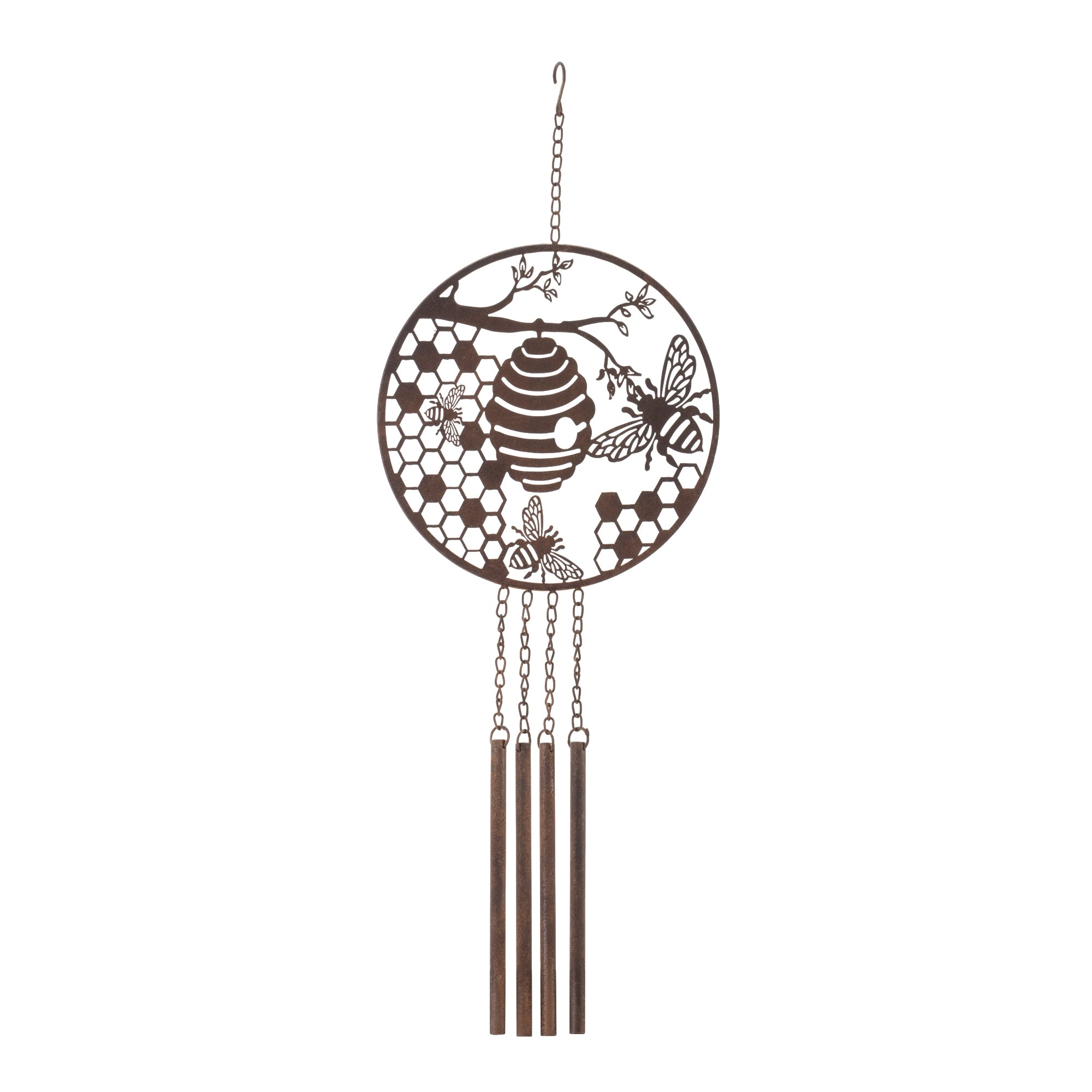 Bee and Hive Wind Chime 33”H Metal
