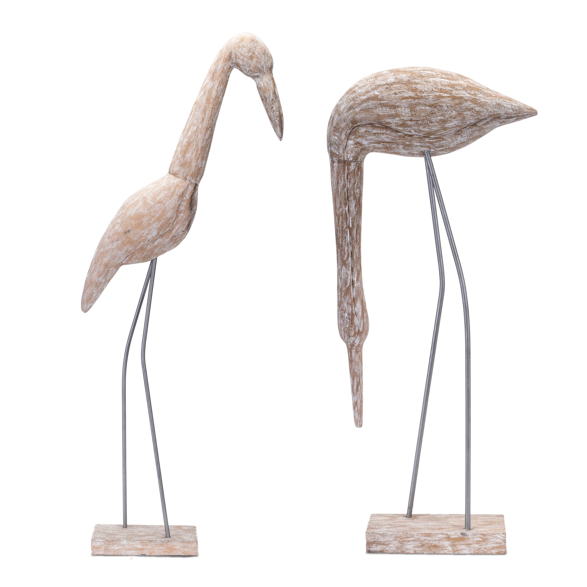 Bird on Stand (2 Asst) 27"H, 38"H Wood/Iron