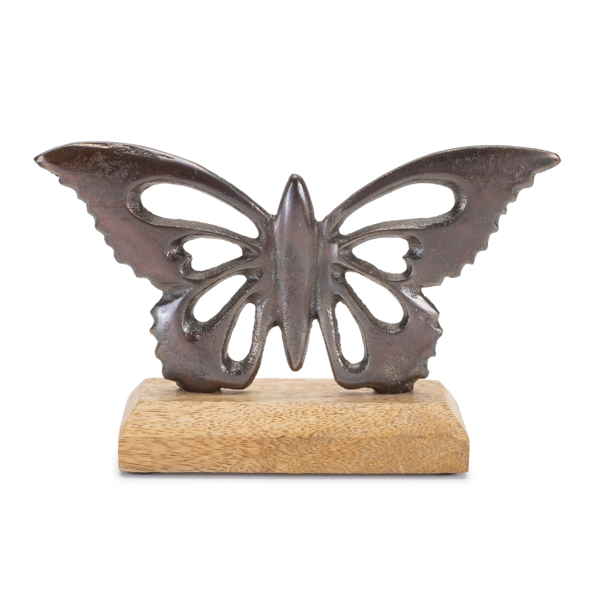 Butterfly on Base 7.75"L x 4.5"H Metal/Wood