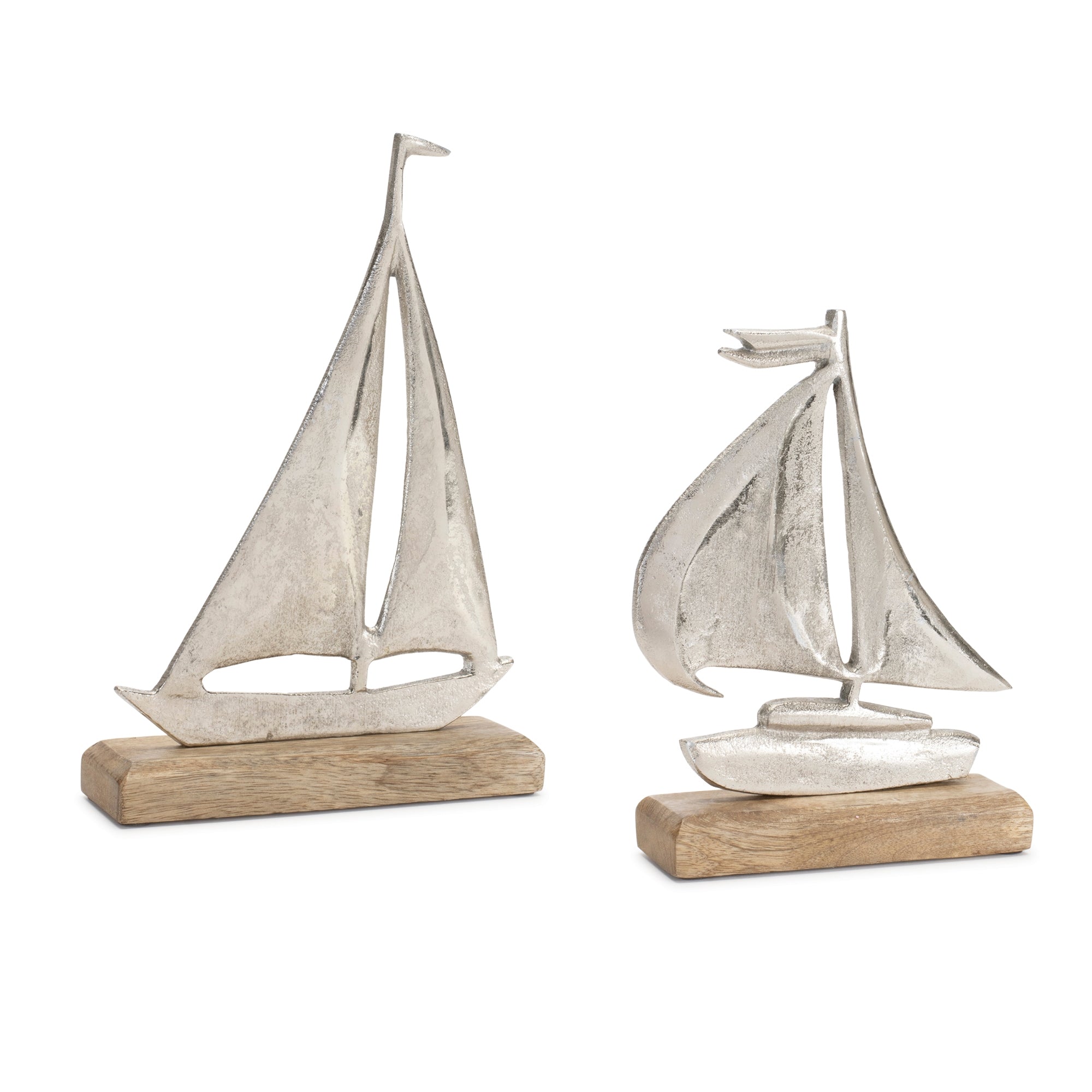 Sailboat on Base (2 Asst) 8.25"H, 10.25"H Metal/Wood