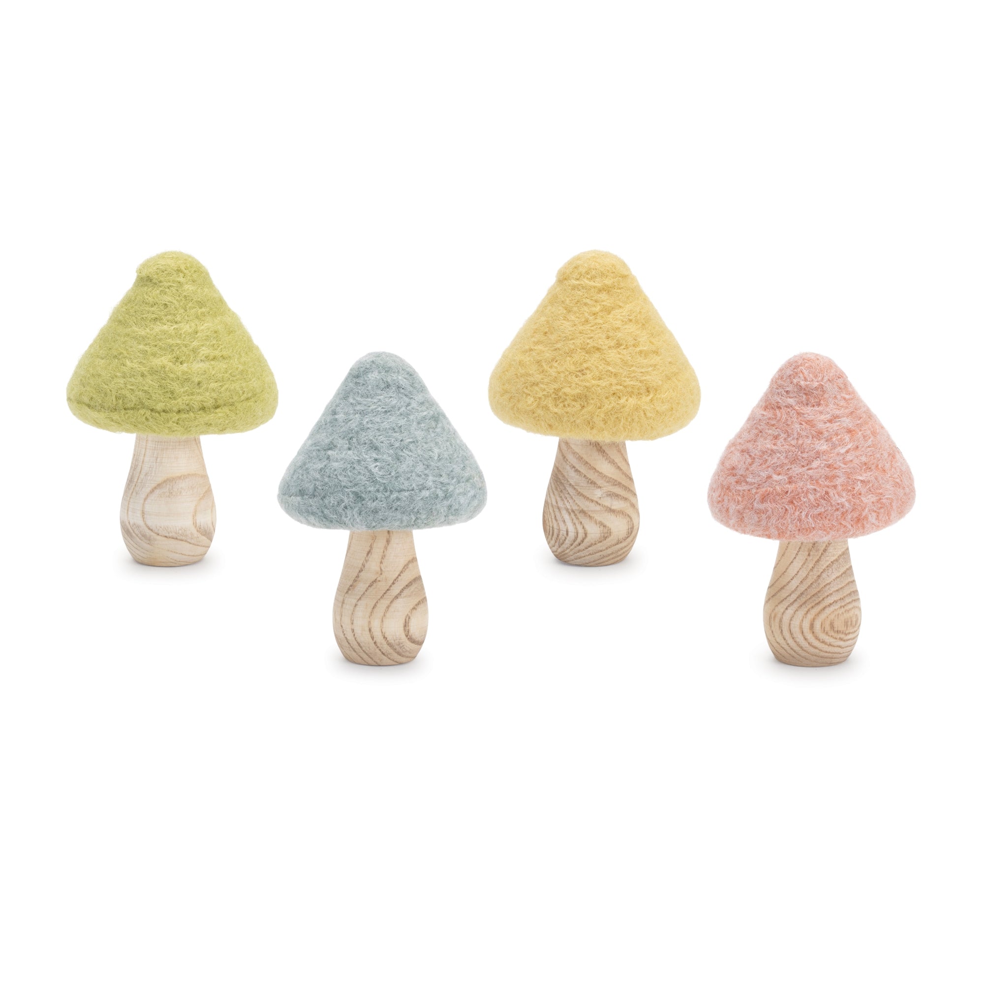 Mushroom (4 Asst) 4”H Wood/Wool