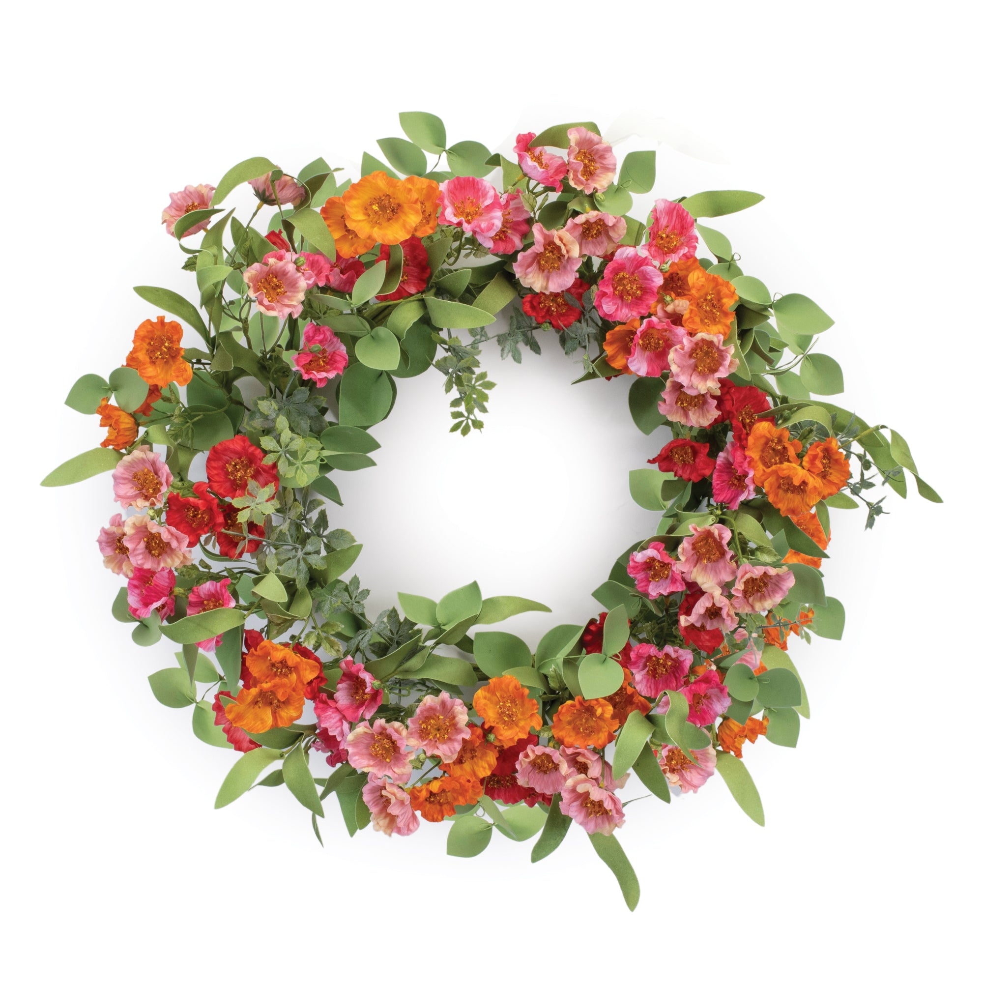 Mixed Poppy Wreath 19”D Polyester