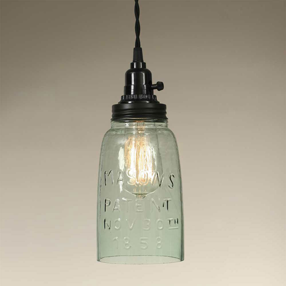 Half Gallon Open Bottom Mason Jar Pendant Lamp - Rustic Brown