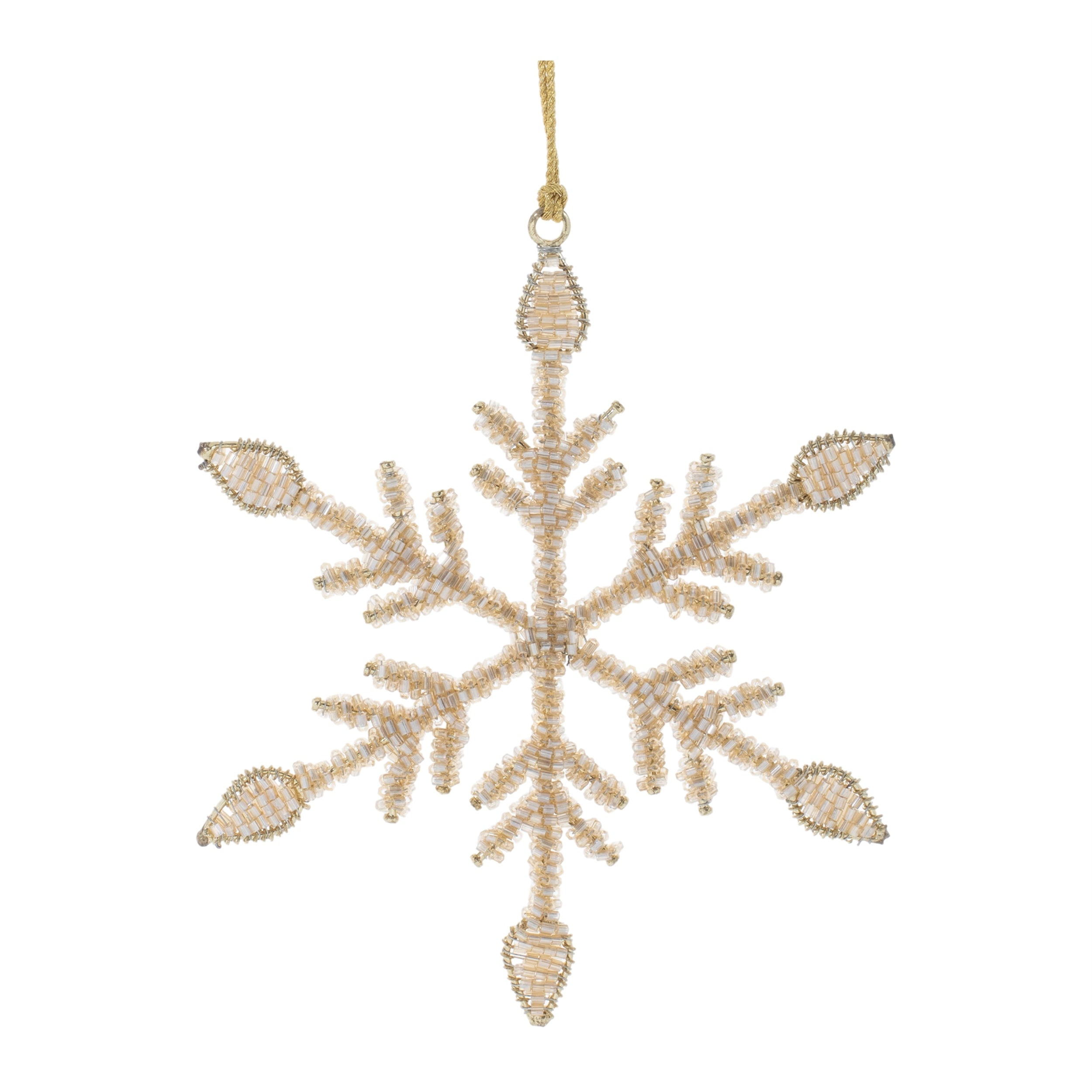 Snowflake Ornament 6”H Iron/Glass Beads