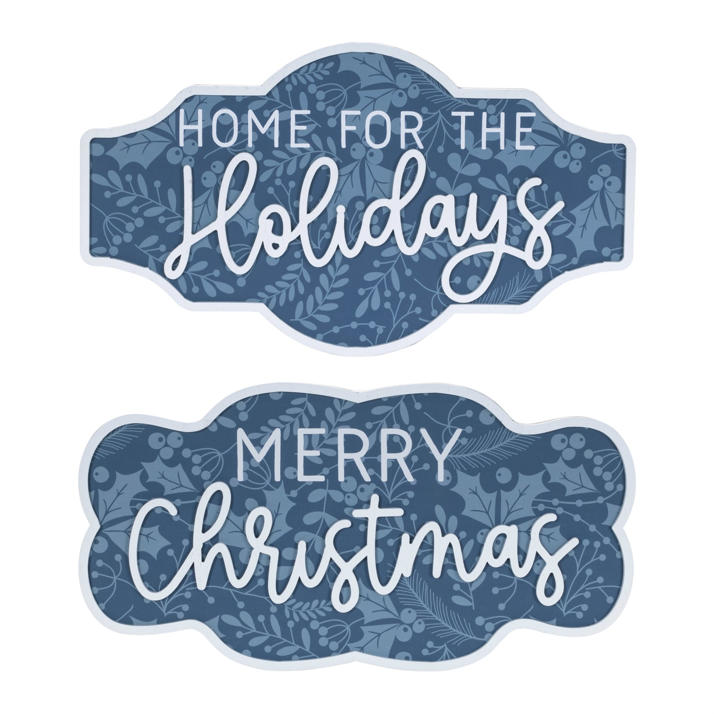 Christmas/Holidays Sign (2 Asst) 18"L x 9.5"H, 18"L x 10"H Wood/Paper