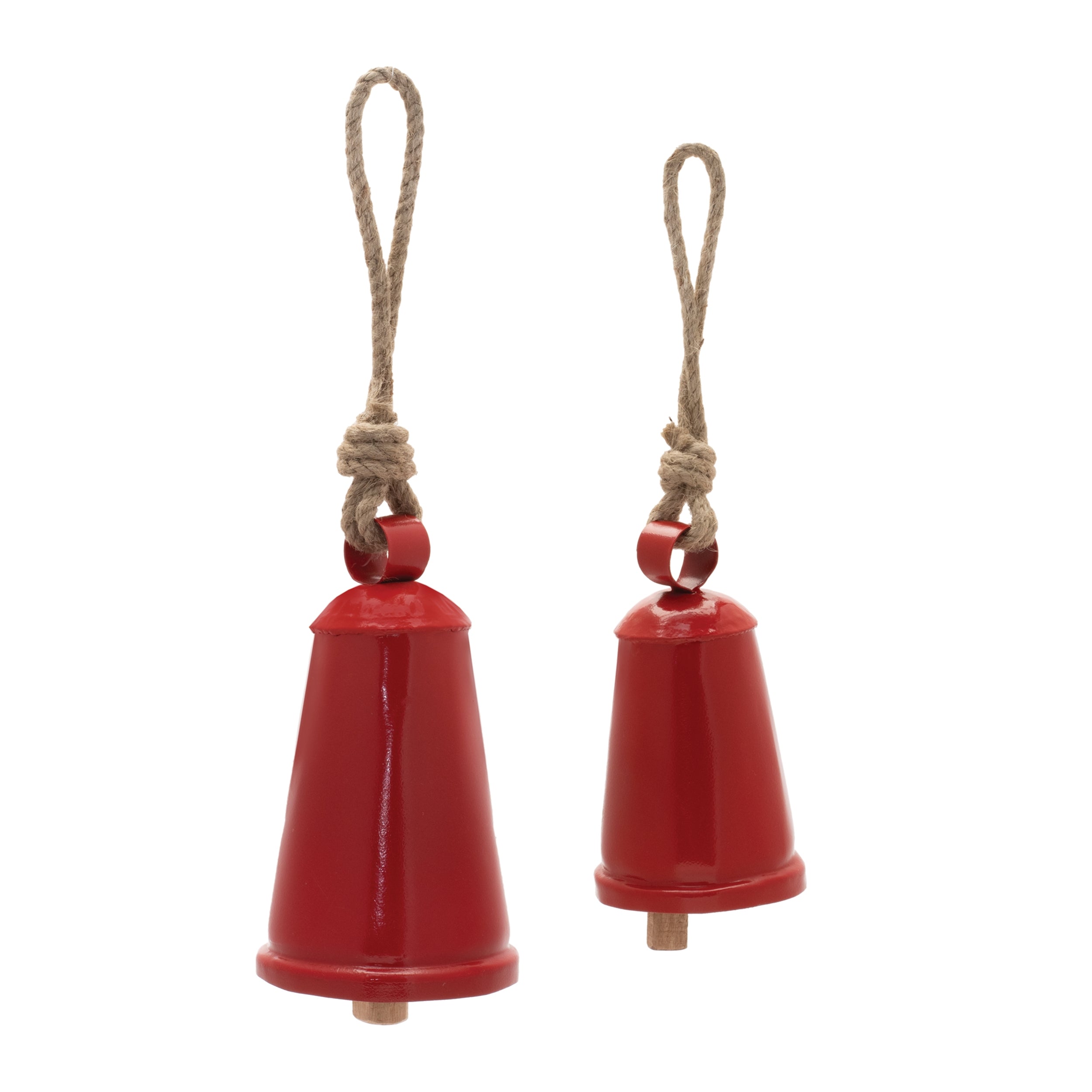 Bell (Set of 2) 6.5"H, 8"H Iron/Rope