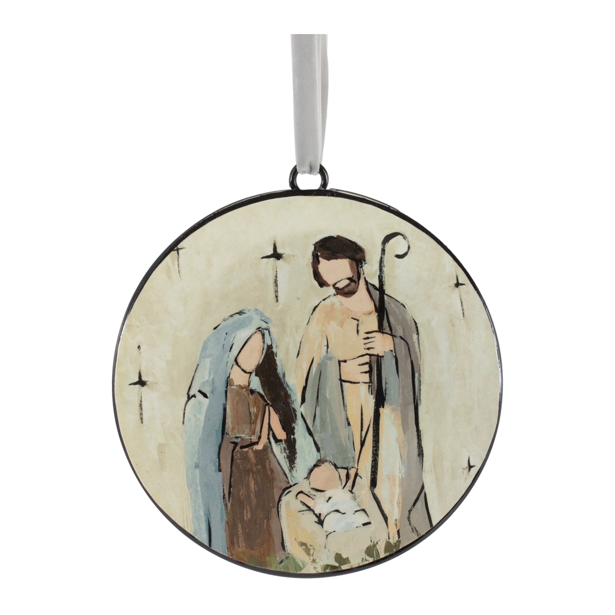 Holy Family Disc Ornament 6”H Iron