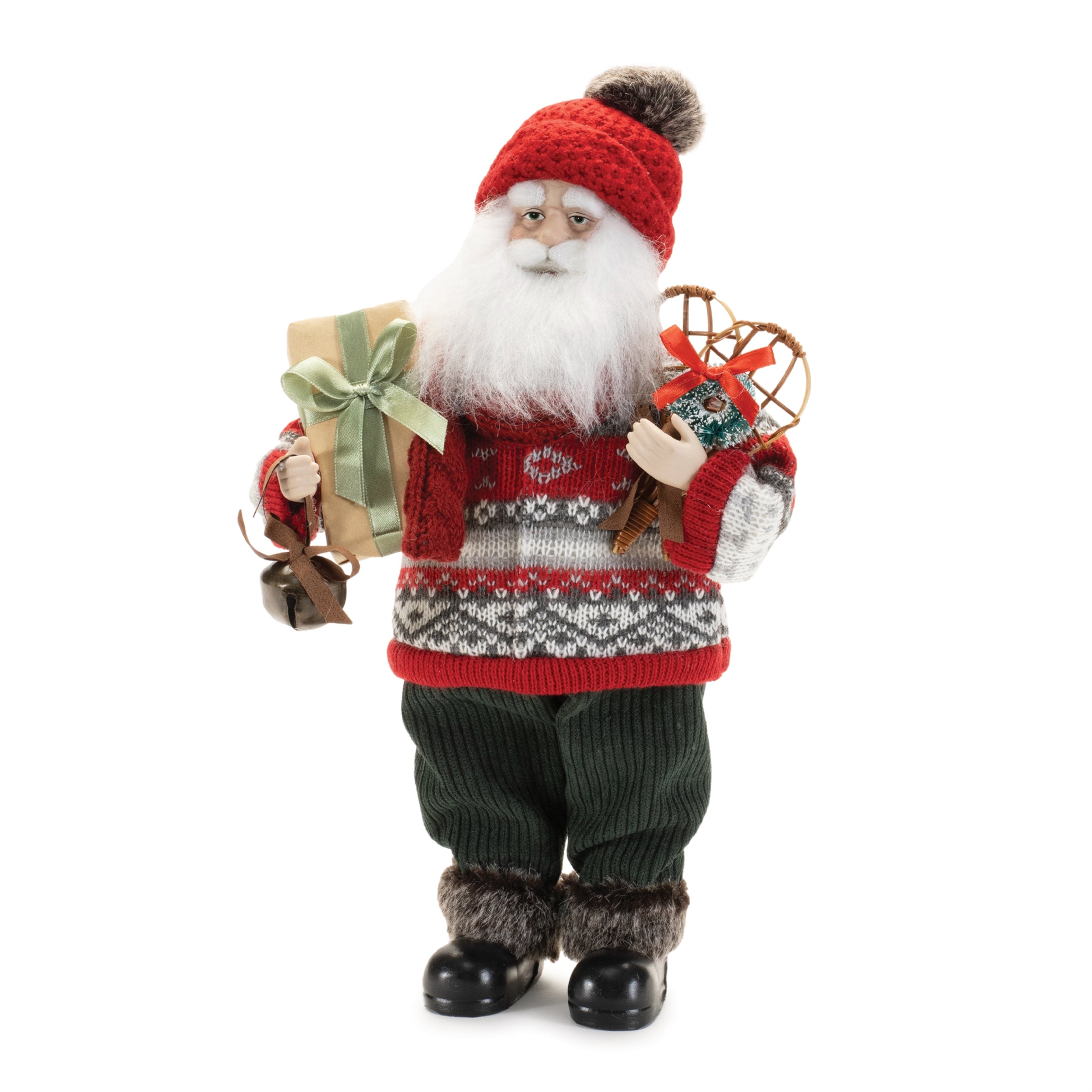 Santa w/Snowshoes 12.5”H Fabric/