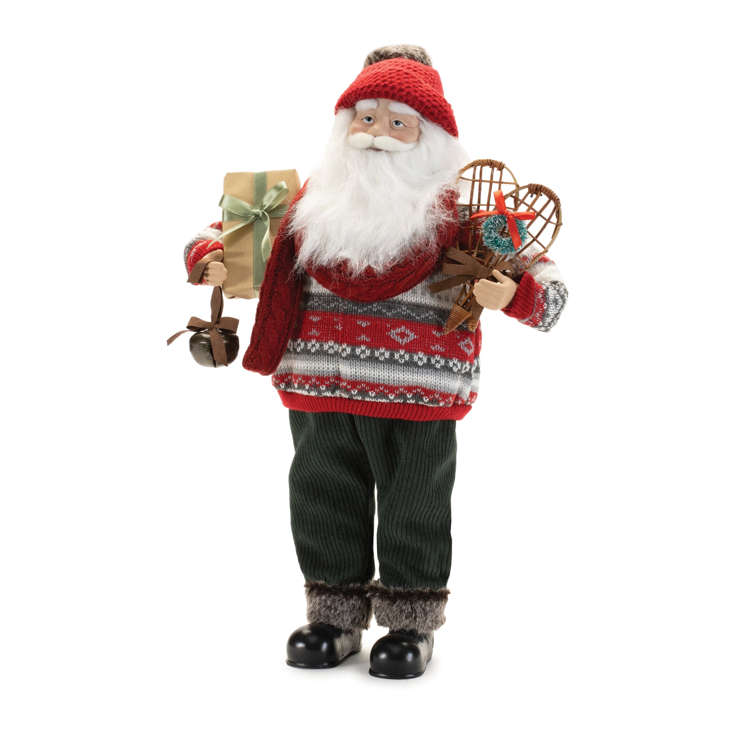 Santa w/Snowshoes 19”H Fabric/